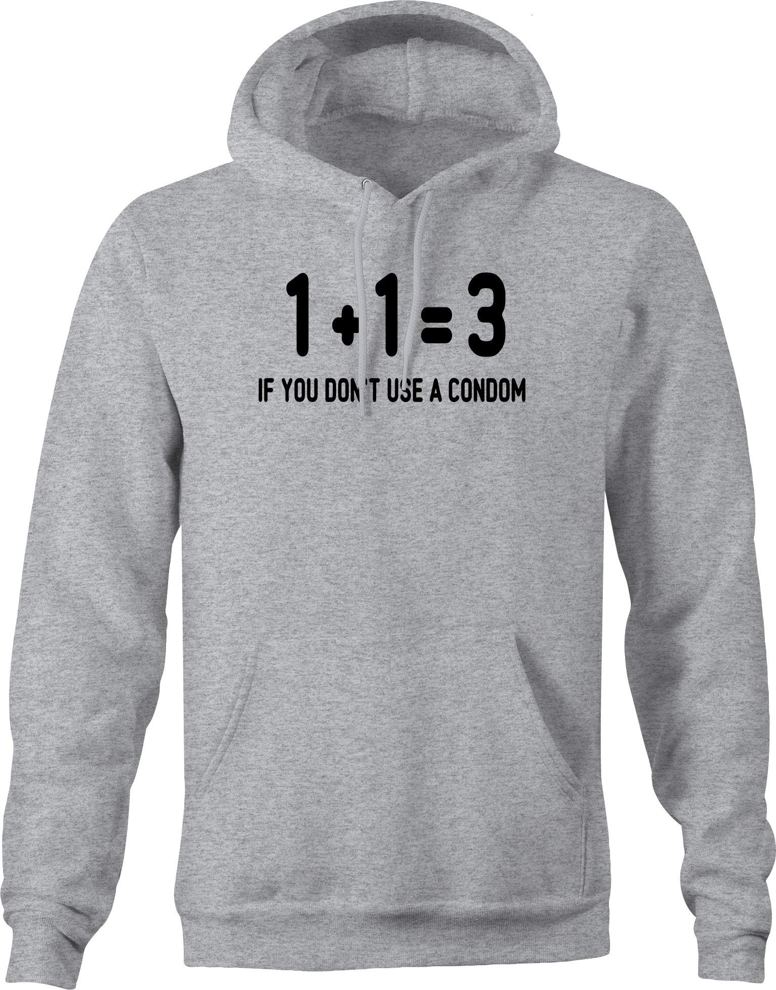 1 + 1 = 3 Safe Sex Hoodies for Men - Comfortable Gray Pullover Hooded Sweatshirt | Perfect for Casual Wear, Date Nights & Awareness Events