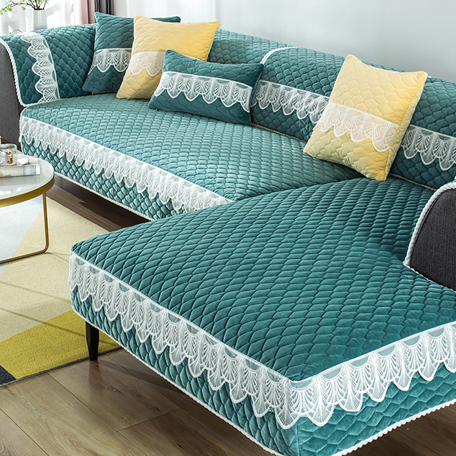 L-Shaped Sectional Sofa Cover - Corner Couch Slipcover, Soft Polyester Fabric Protector (110x240cm) for Living Room, Family Room & Home Theater Furniture Protection