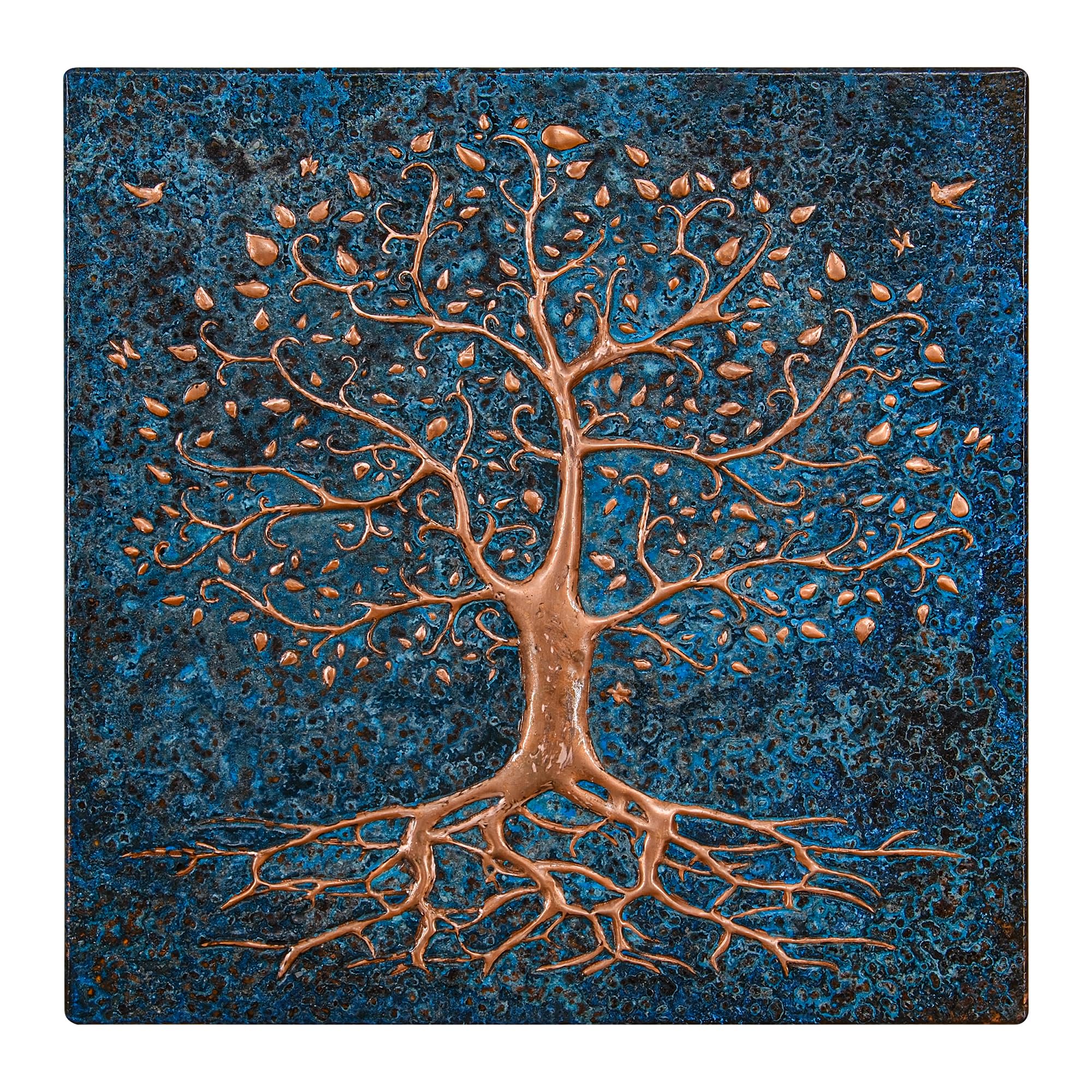 Handmade Copper Backsplash Tile - Tree with Roots Design - Custom Kitchen Backsplash Panel for Indoor & Outdoor Wall Decor (Blue) | Perfect for Modern Kitchens, Bathrooms & Patio Accent Walls