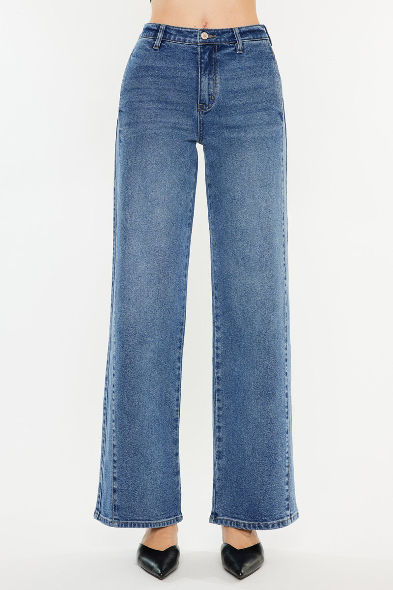Kenya High Rise Wide Leg Flare Pants - Women's Trendy Casual Trousers for Work, Office & Everyday Wear