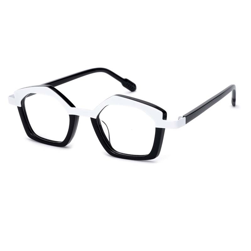 CCspace Unisex Full Rim Small Irregular Cat Eye Acetate Titanium Eyeglasses Frame 55086 - Stylish Retro Glasses for Women & Men, Perfect for Reading, Work, and Fashion Accessories