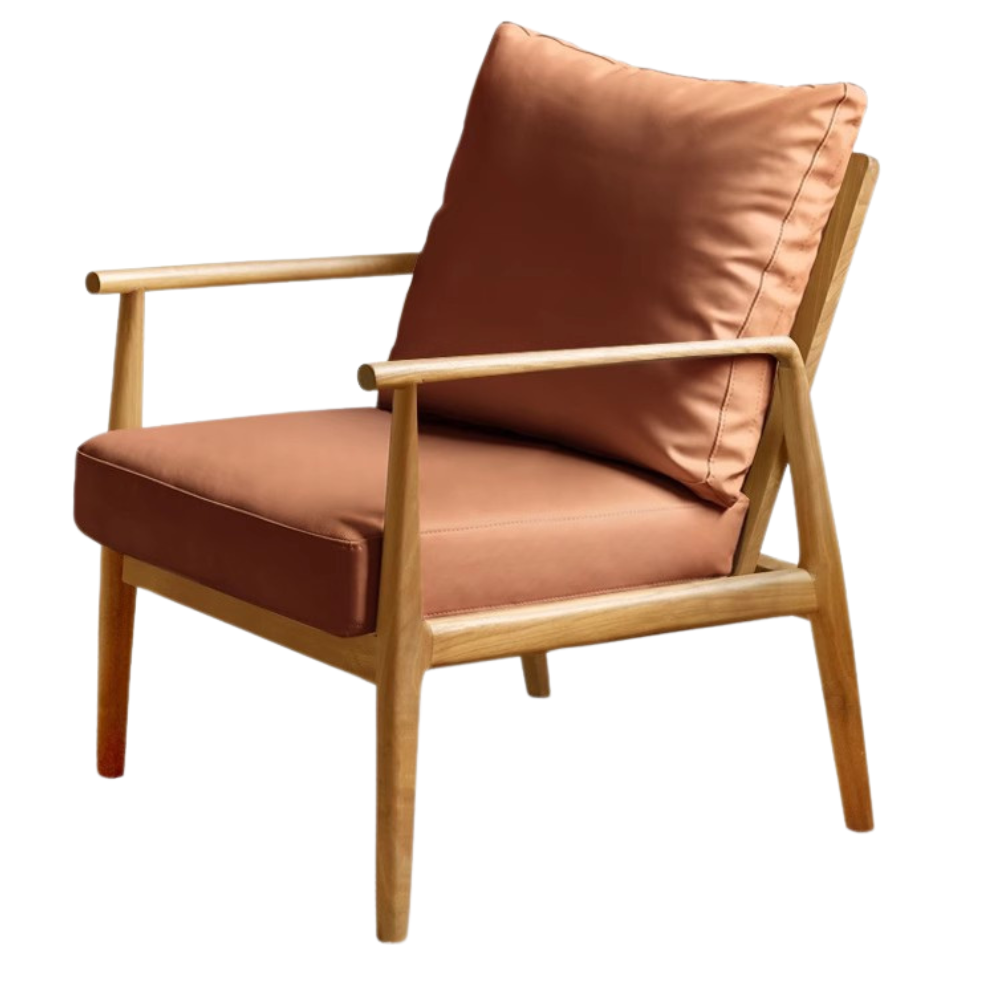 25.6x29.9x35.4 inch / 65x76x90сm / brown leather Oak wood color / Oak sofa chair