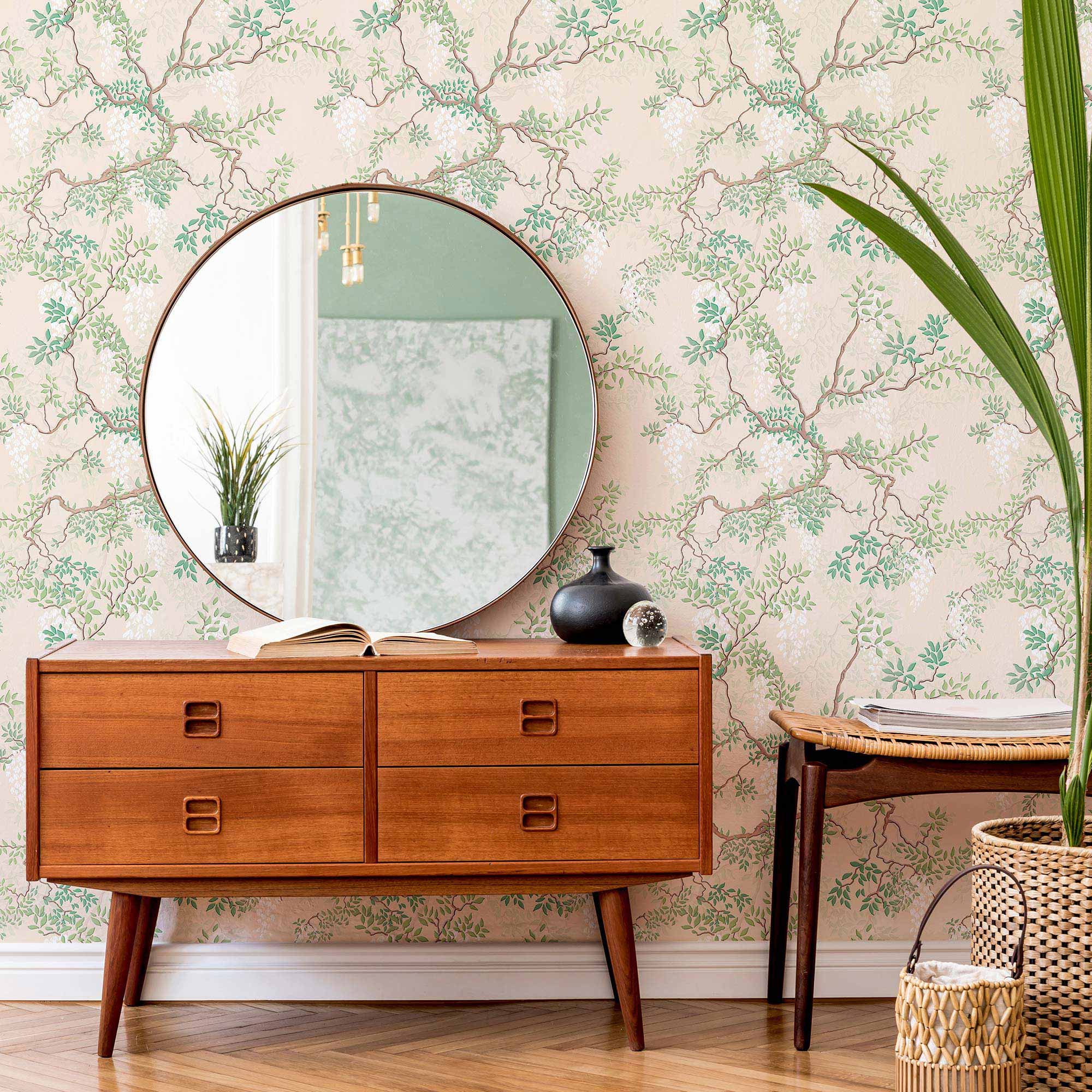 Green Leaves Peel and Stick Removable Wallpaper - Self-Adhesive Decorative Wall Covering for Home, Office & Nursery - Easy to Apply & Remove - Perfect for Bedroom, Living Room & Dorm Decor