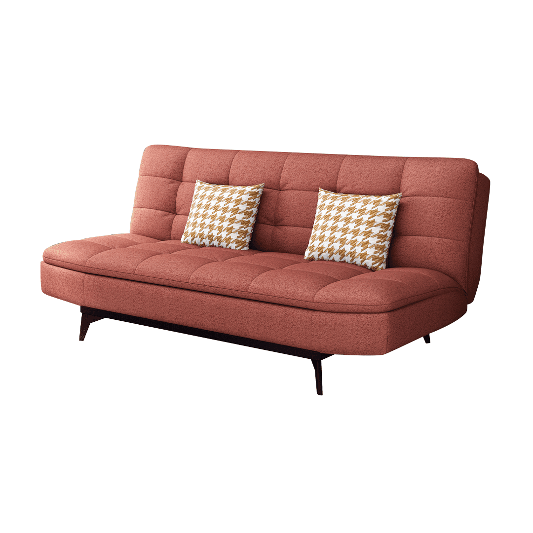 Lisette Leathaire Convertible Sofa Bed - Orange Velvet Upholstery, Modern Sleeper Sofa for Small Spaces | Perfect for Guest Rooms, Apartments & Home Offices