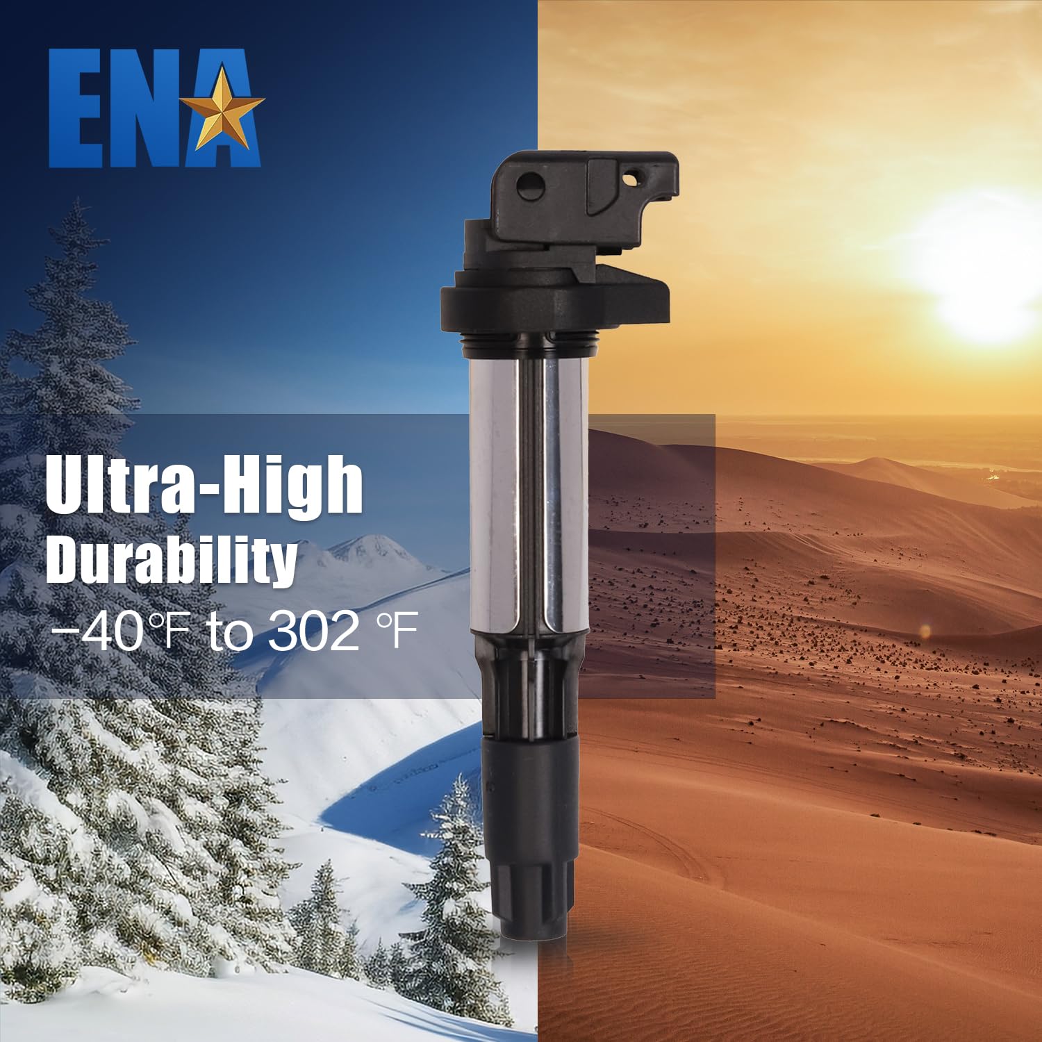 ENA Set of 4 High Performance Ignition Coil Pack Compatible with BMW 120i 2005-2007 2.0L Engine - Direct Replacement for UF515 - Improves Engine Performance & Fuel Efficiency for Smooth Driving