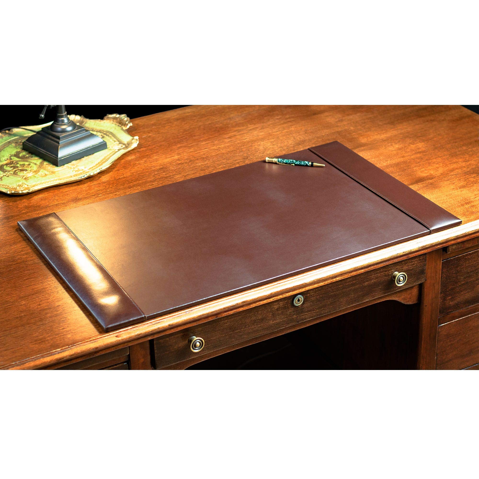 Premium Dark Brown Bonded Leather 9-Piece Office Desk Set - Includes Pen Holder, Letter Tray & More - Perfect for Home Office, Executive Suite & Corporate Gifts