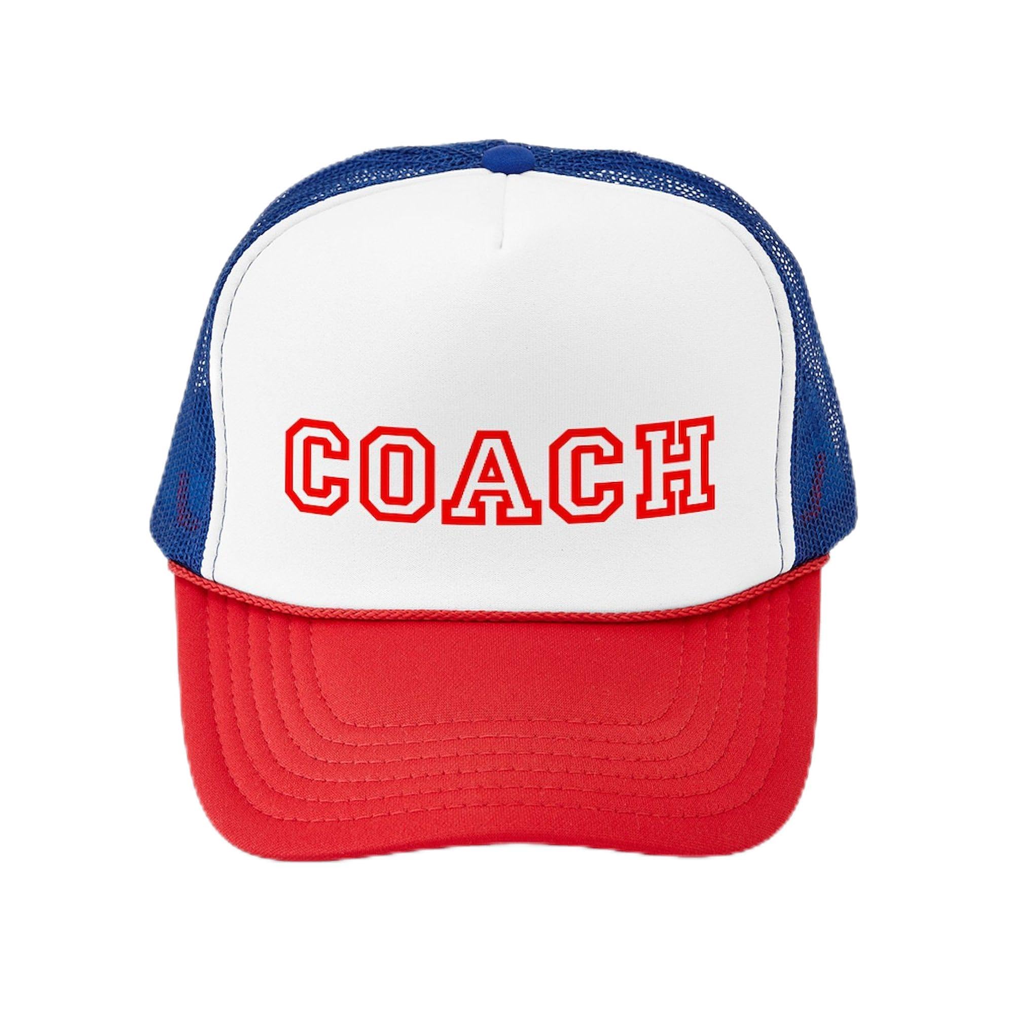 Custom Coach Trucker Mesh Hat - Adjustable Snapback Cap for Baseball & Outdoor Activities | Perfect for Sports Fans & Casual Wear