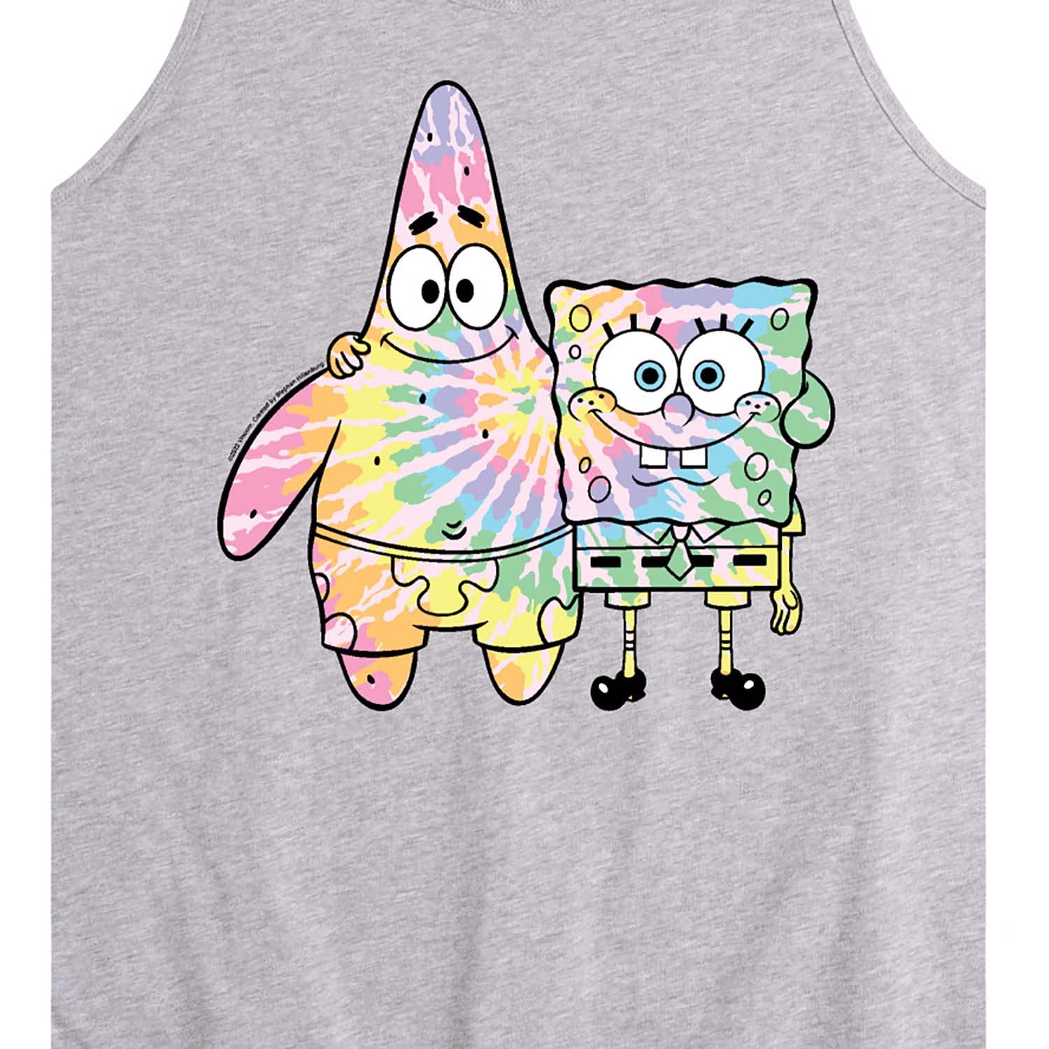 Spongebob & Patrick Tie Dye Men's Jersey Tank Top - HYBRID APPAREL - Soft Breathable Muscle Tee for Summer, Beach, Cosplay & Casual Wear