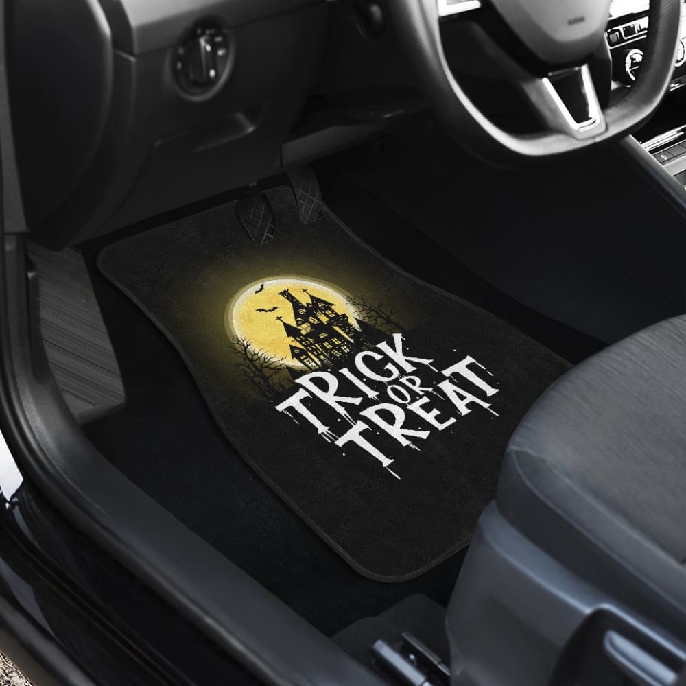 Premium Halloween Car Floor Mats - Spooky Trick or Treat Design - Waterproof & Non-Slip - Perfect for Halloween Decorations & Party Car Accessories