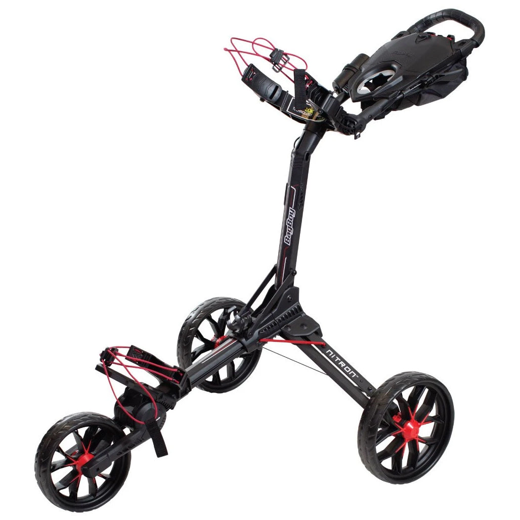 Bag Boy Nitron Auto Open Pushcart - Lightweight Golf Push Cart with Automatic Opening, Easy Fold Design - Perfect for Golfers on the Go, Tournaments & Course Convenience