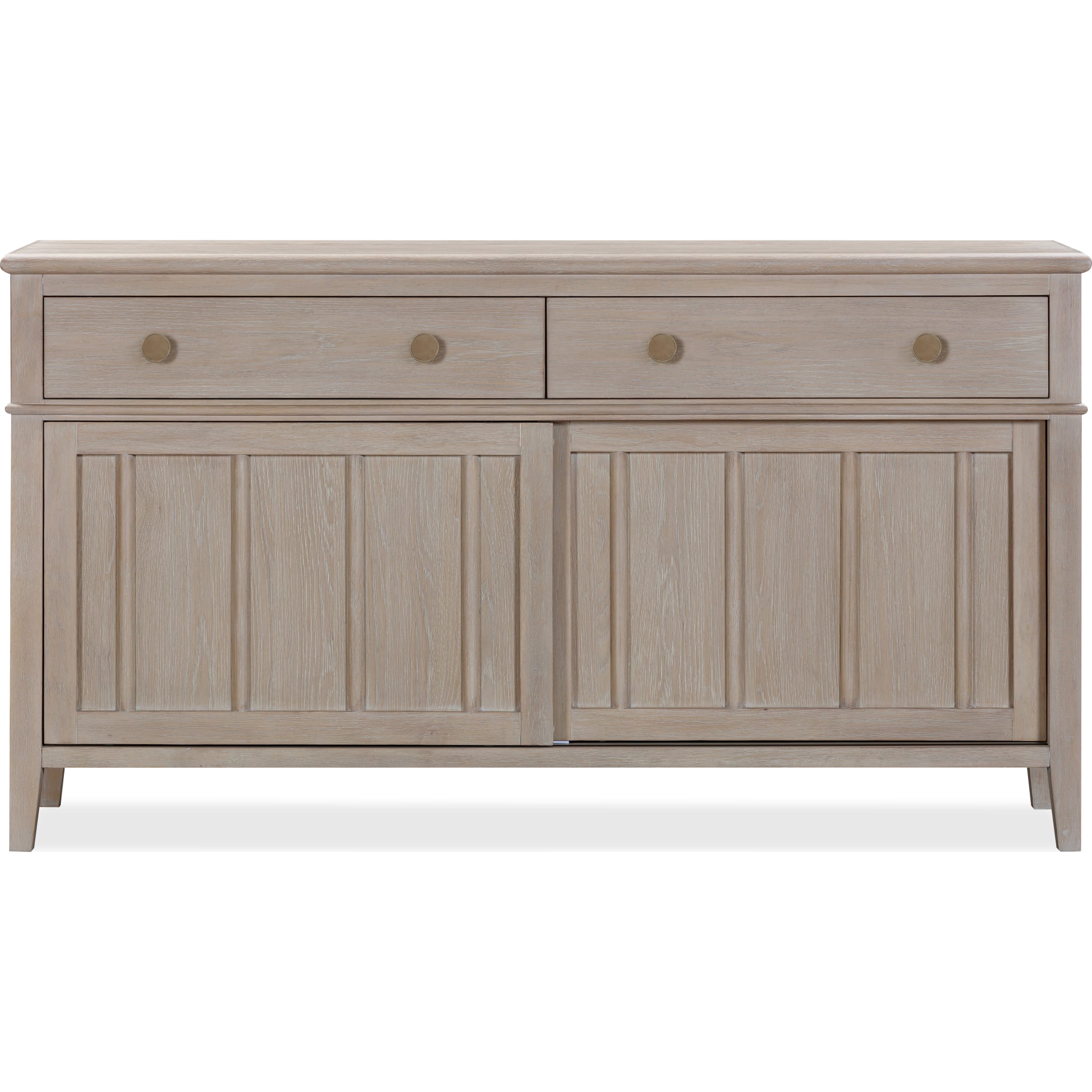 Camden Two Drawer Two Door Oak Wood Sideboard in Chai - Rustic Dining Room Buffet Cabinet for Farmhouse Decor & Storage