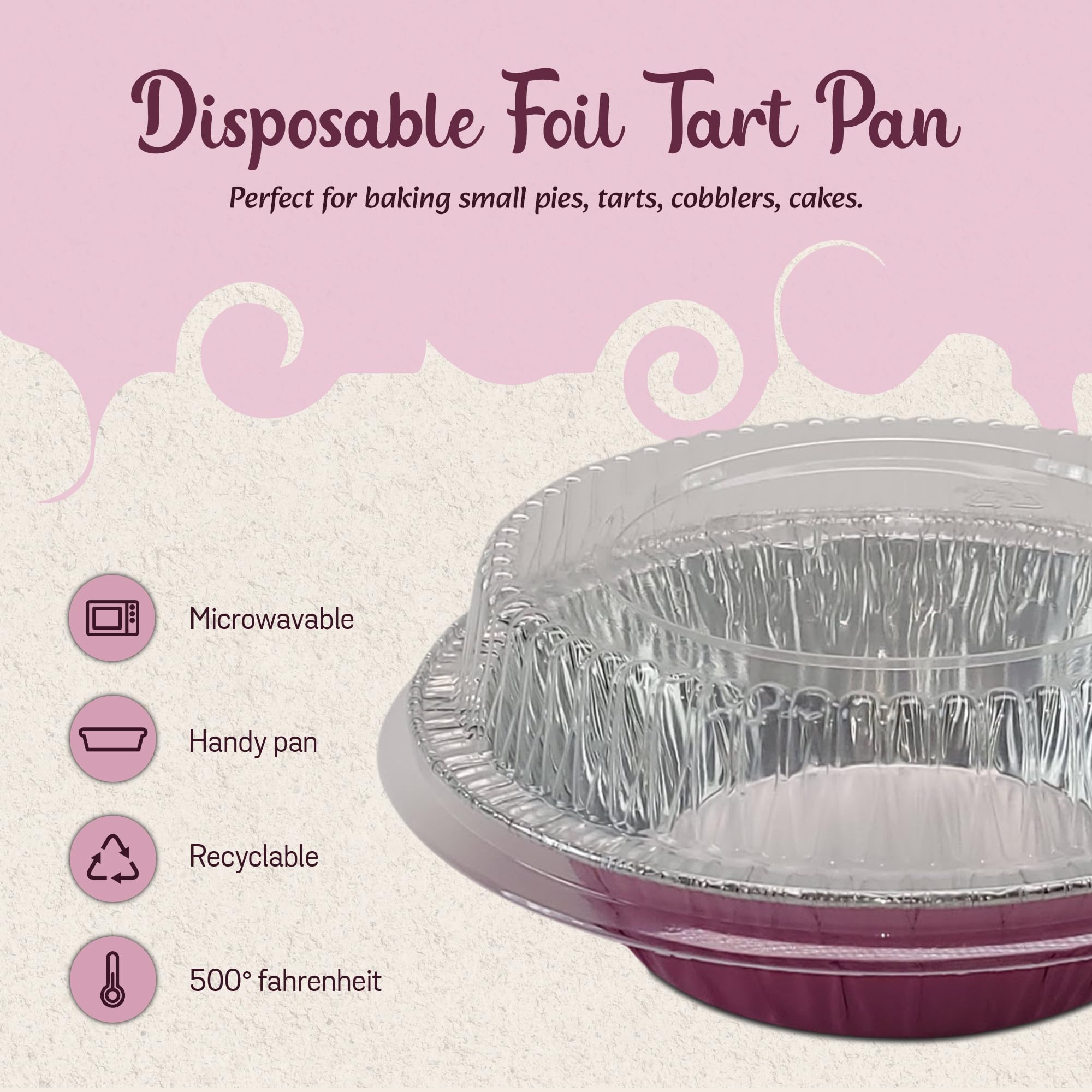 KitchenDance 5 Inch Mini Pie Tins with Lids - Premium Aluminum Pie Pans for Baking Pies, Tarts, Cobblers & Cakes - Reusable & Non-Stick - Perfect for Home Bakers & Professional Chefs (Set of 500, Pink) | Ideal for Holiday Baking, Potlucks & Dessert Parties