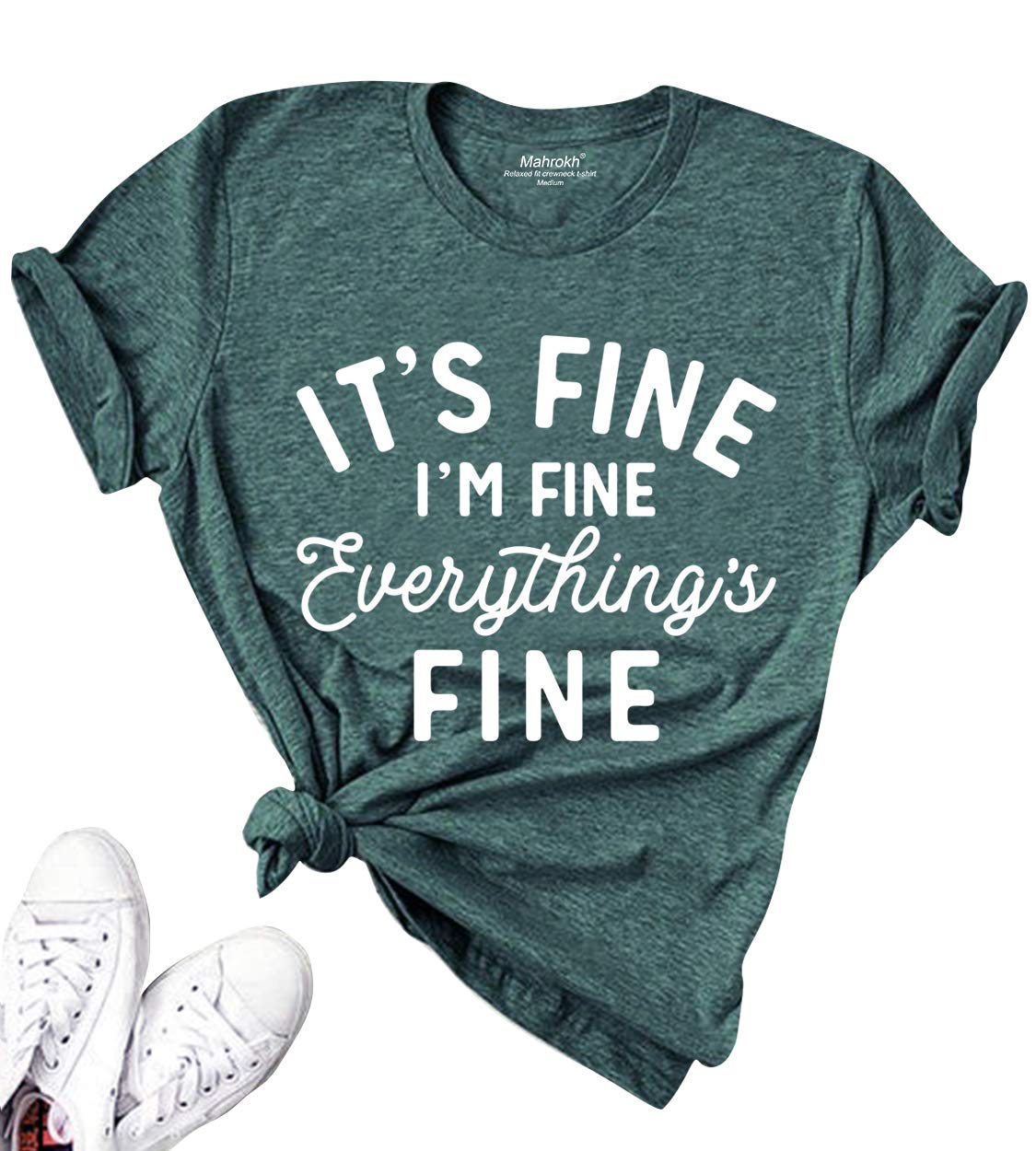 Positive Inspirational T-Shirt for Women - 'It's Fine I'm Fine Everything's Fine' Short Sleeve Graphic Tee | Casual Wear, Motivational Gift, Everyday Comfort