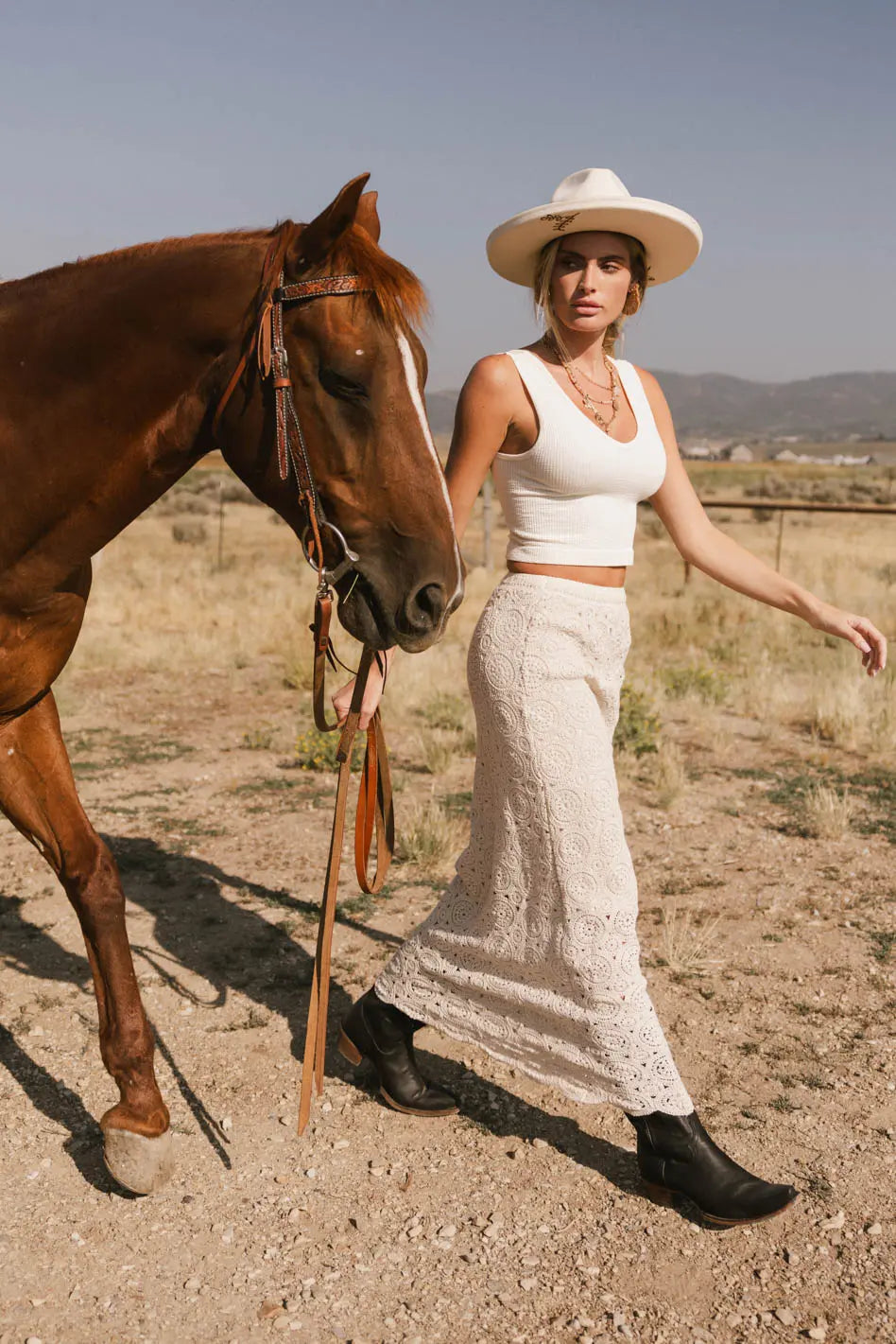 Nanet Crocheted Maxi Skirt in Natural - Boho Chic Handmade Cotton Skirt for Women | Perfect for Beach Vacations, Summer Festivals & Boho Fashion