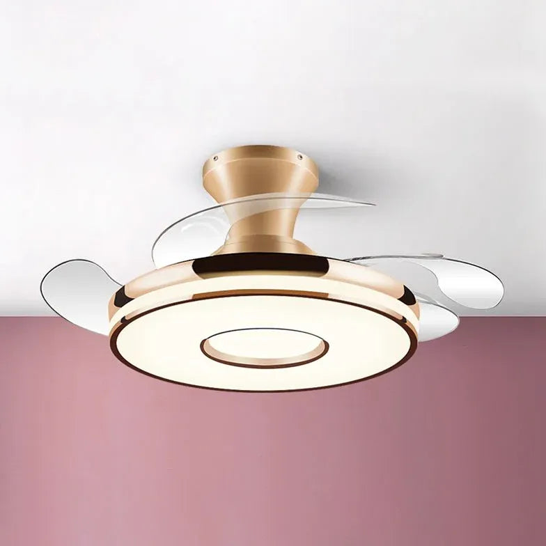 Modern Transparent Ceiling Fan with LED Light - Energy Efficient Quiet Bladeless Design for Bedroom, Living Room & Office