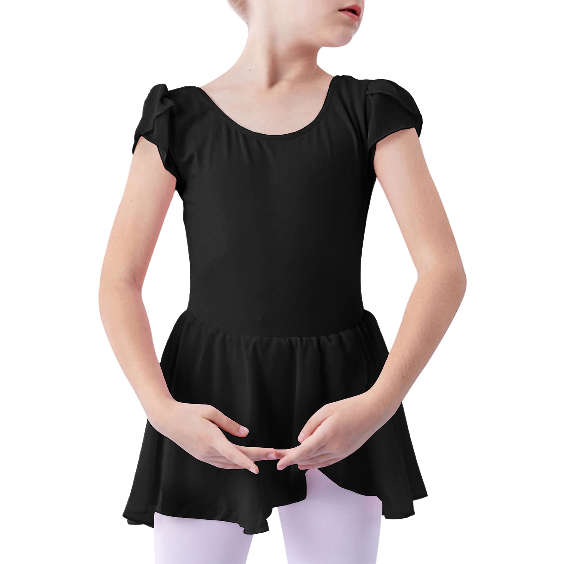 Zando Girls Ballet Leotard with Tulle Skirt - Short Sleeve Gymnastics Leotard for Toddlers & Kids - Perfect for Dance Class, Recitals & Ballet Performances