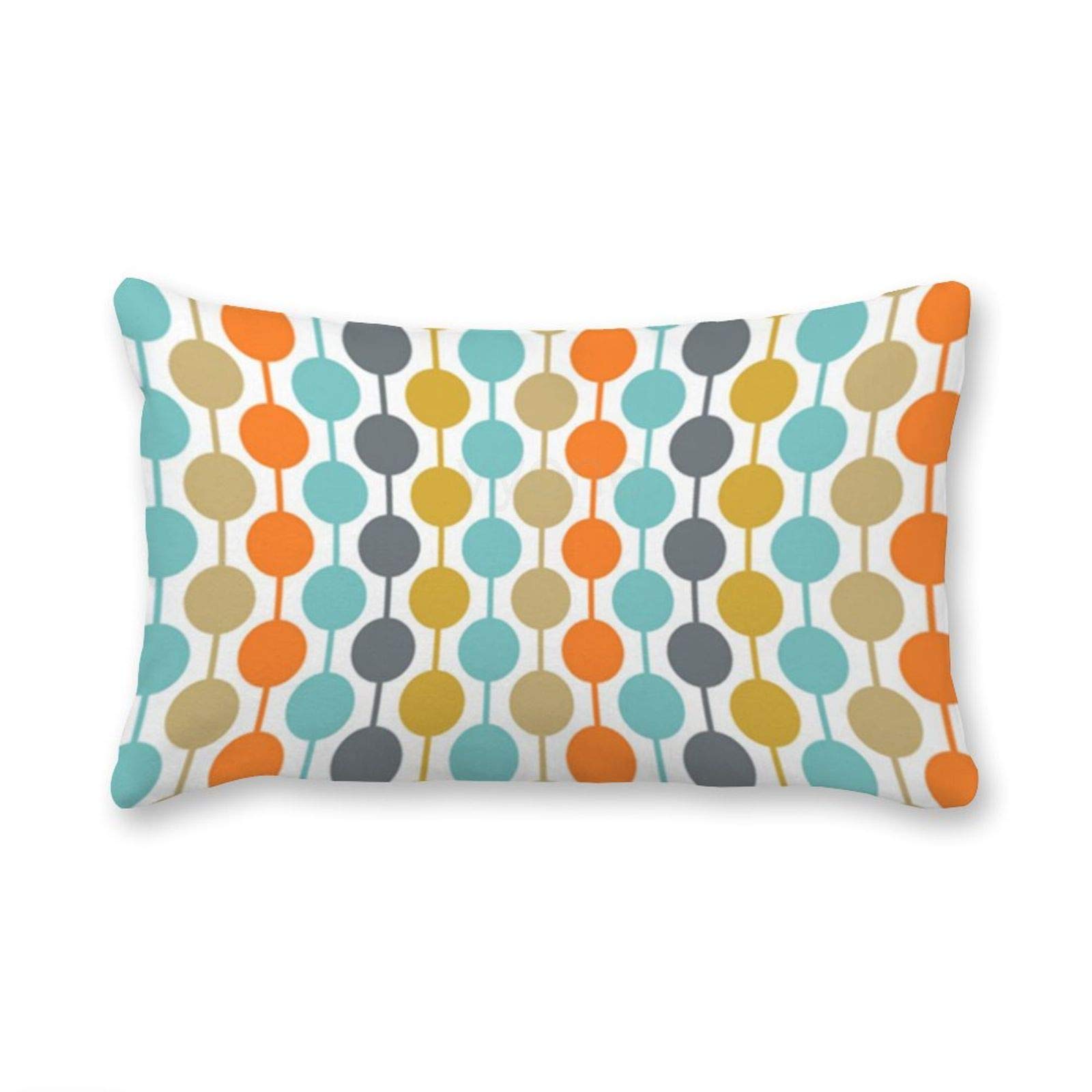 Decorative Lumbar Pillow Covers - Cotton Retro Circles Design, Mid Century Modern Throw Pillow Covers 12x20 Inch for Sofa, Couch & Bed - Perfect for Living Room, Bedroom & Home Decor