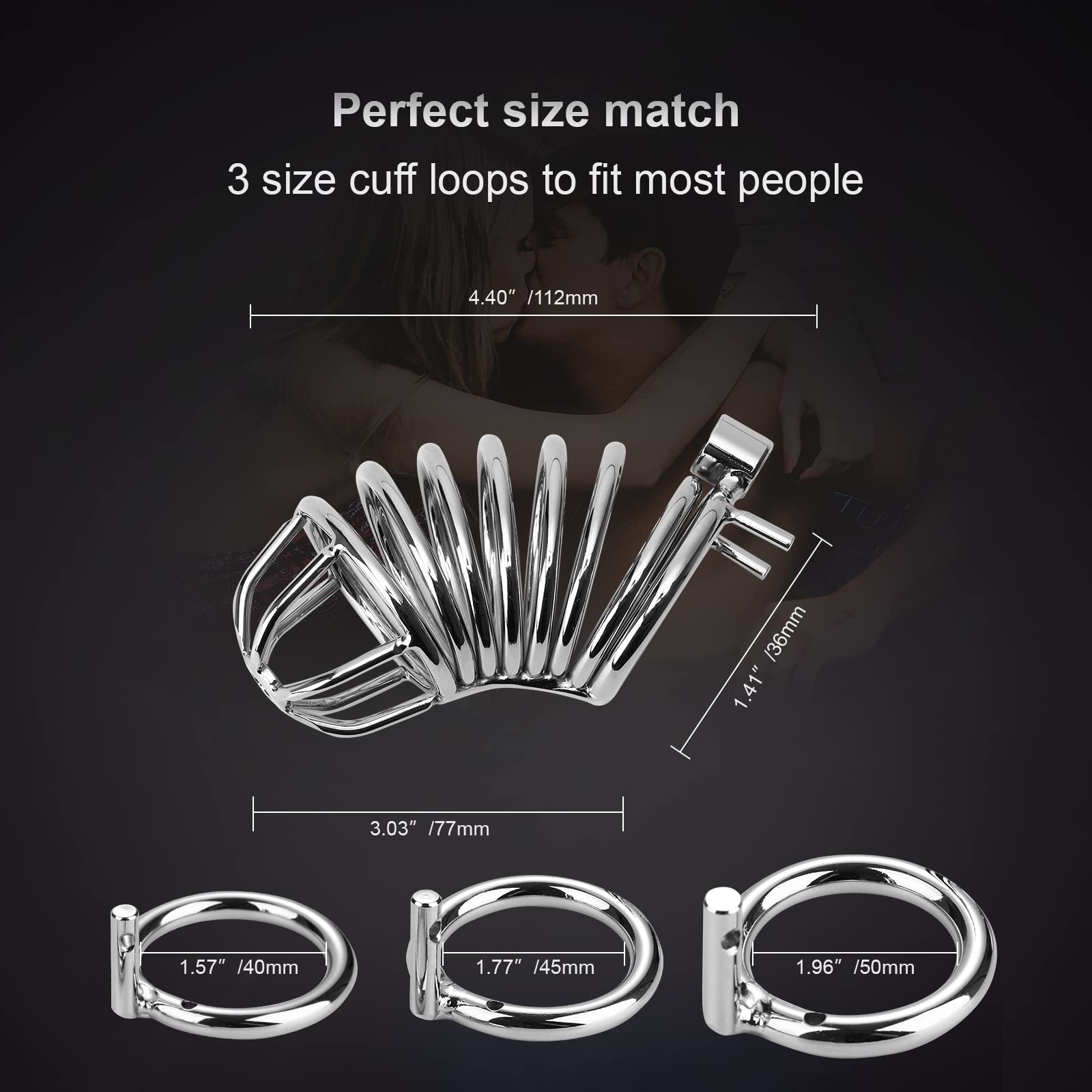 Premium Metal Cock Cage Male Chastity Device with 3 Adjustable Rings & 3 Keys - Secure Locking Sex Toy for BDSM, Couples Play, and Solo Exploration