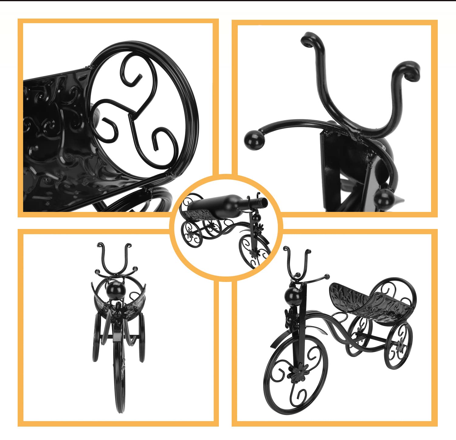 Tricycle-Shaped Countertop Wine Rack - Single Bottle Metal Holder for Wine Display & Storage | Perfect for Wine Cellar, Bar Cabinet, Kitchen Counter & Home Decor