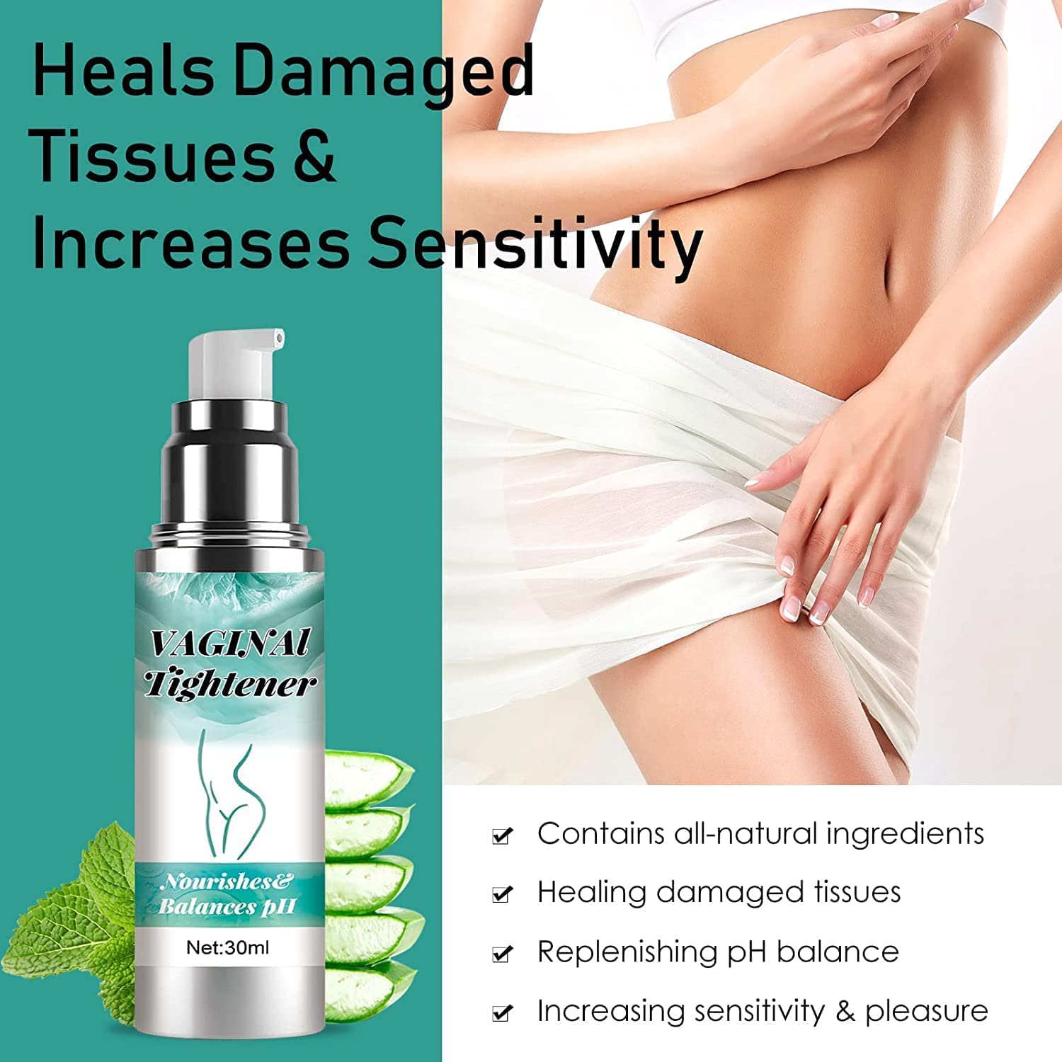Natural Vaginal Tightening Cream for Women - Intimate Care Gel for Enhanced Sensation & Firmness - Easy to Apply V-Tight Gel (3 Pack) - Perfect for Postpartum Recovery & Increased Intimacy