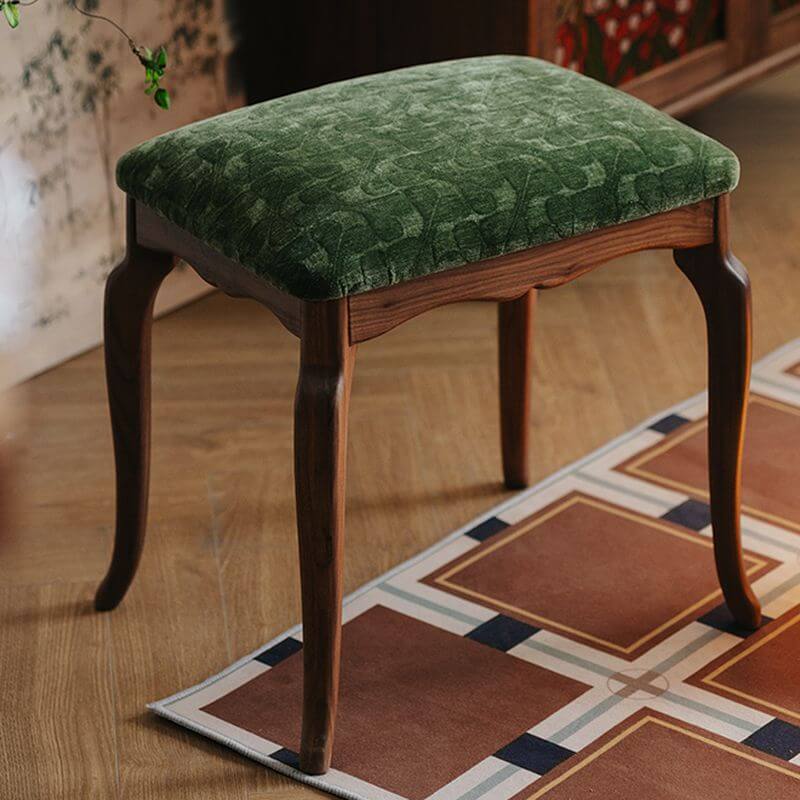 Minimalist Solid Color Accent Stool with Green Upholstered Seat - Modern Home Decor for Living Room, Bedroom or Entryway - Perfect for Extra Seating & Stylish Interior Design