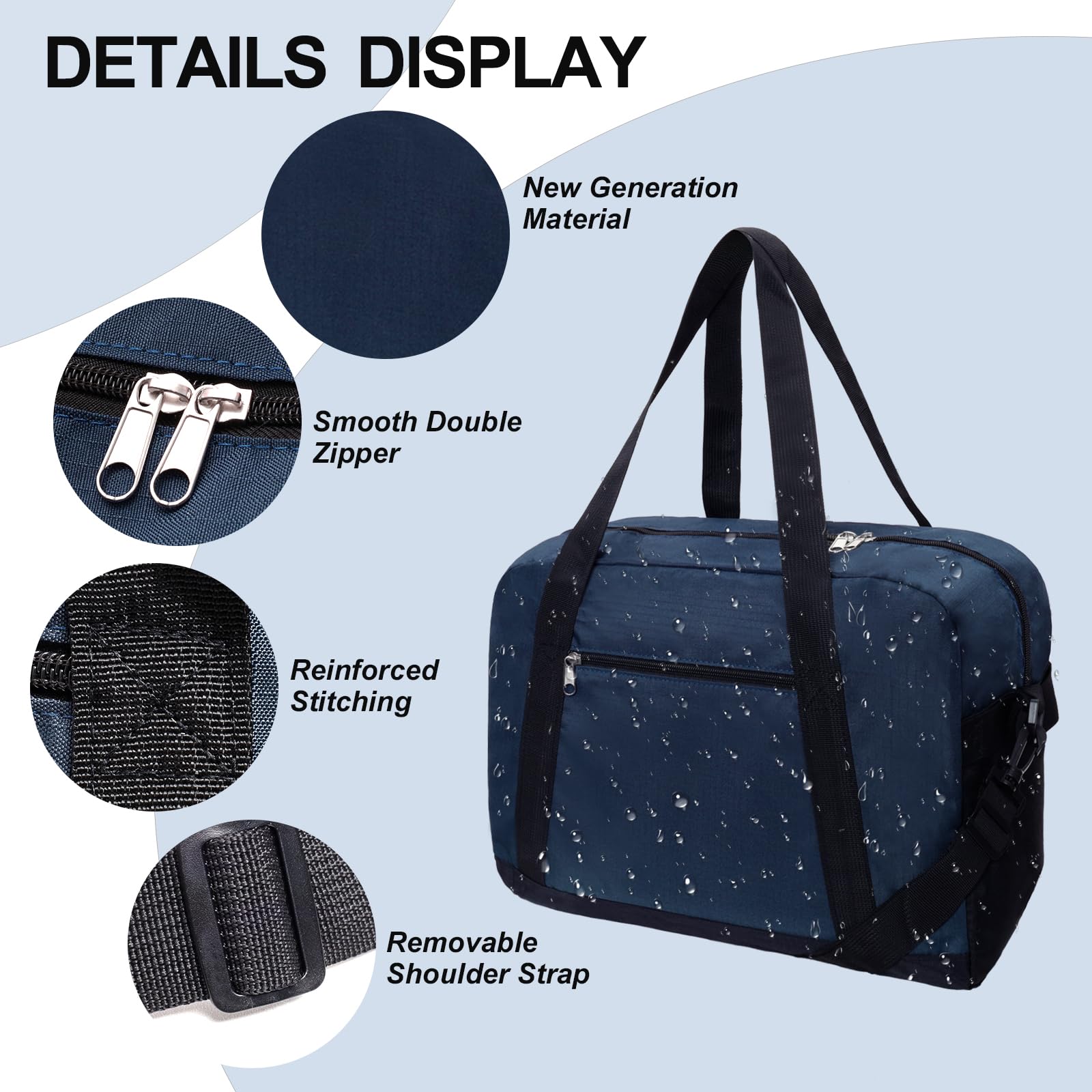 15 Inch Lightweight Gym Bag for Men & Women - Small Travel Duffel Carry On Bag for Sports, Workouts & Weekend Trips - Navy Blue Sports Bag Perfect for Gym, Yoga, Travel & Daily Use