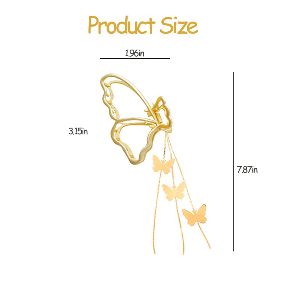 Butterfly Hair Clips for Women - 1PCS Metal Hair Claw Clips with Tassel, Strong Hold Hair Styling Accessories for Girls - Perfect for Parties, Weddings and Everyday Use