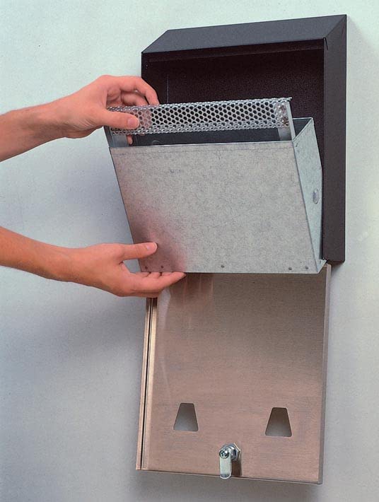 Rubbermaid Commercial Wall Mounted Smoker's Station - Black Stainless Steel Cigarette Butt Receptacle & Outdoor Ashtray for Offices, Malls & Public Areas | Durable Smoking Solution for Entrances, Patios & High-Traffic Locations