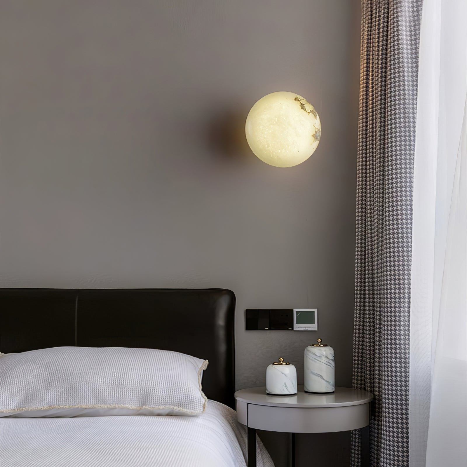 Elegant Alabaster Oval Ceiling Lamp - Modern White Stone Pendant Light for Dining Room, Bedroom & Living Room Lighting
