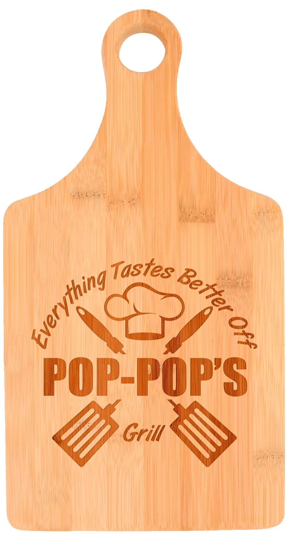 Personalized Bamboo Paddle Cutting Board - Unique Father's Day Gift for Grandpa, BBQ & Grilling Accessories - Perfect for Outdoor Cooking, Camping & Backyard Parties