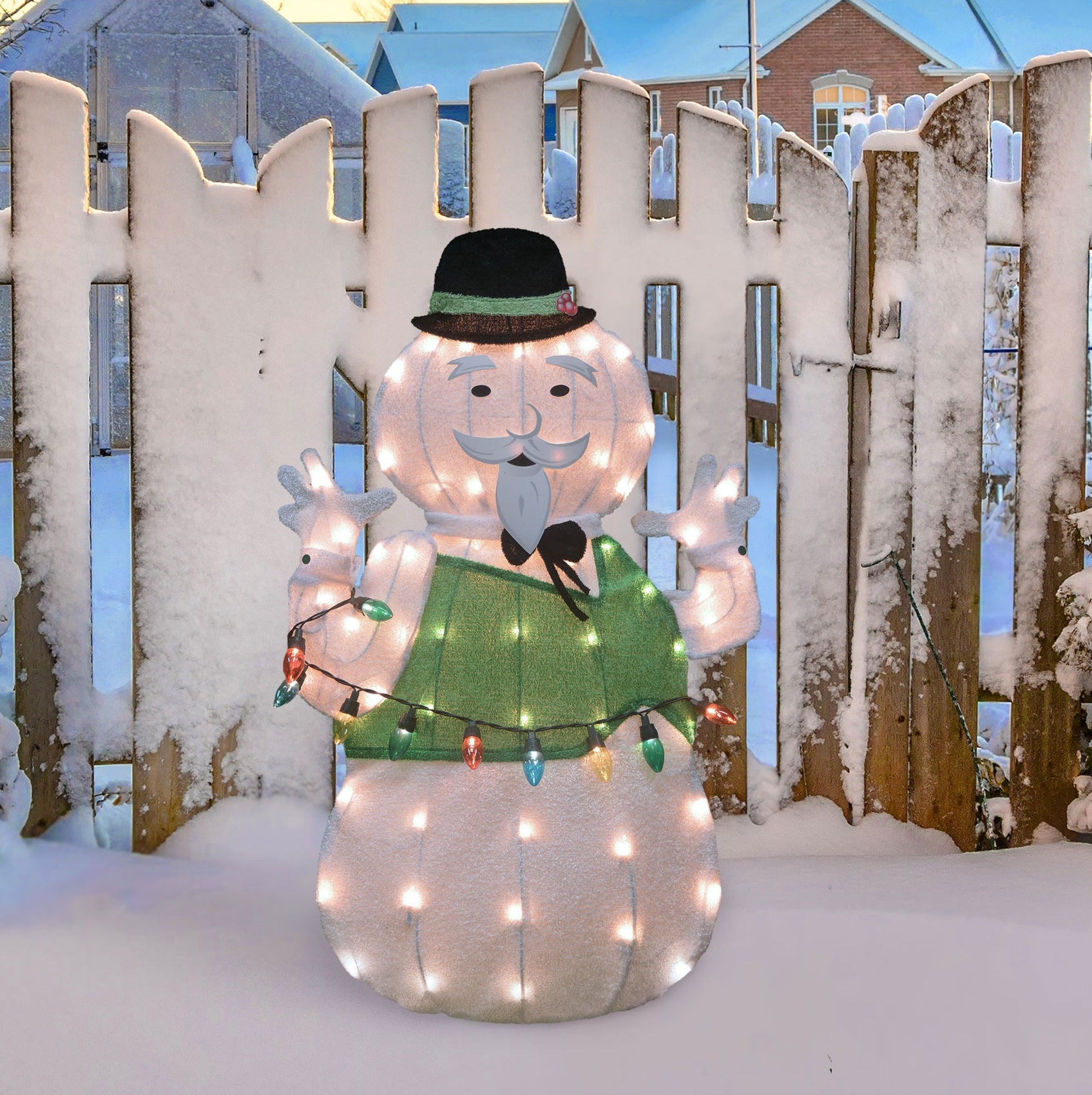 2D Sam the Snowman Outdoor Christmas Decoration - Lighted Holiday Yard Decor for Festive Winter Season - Perfect for Front Lawn, Garden, and Porch Decorating