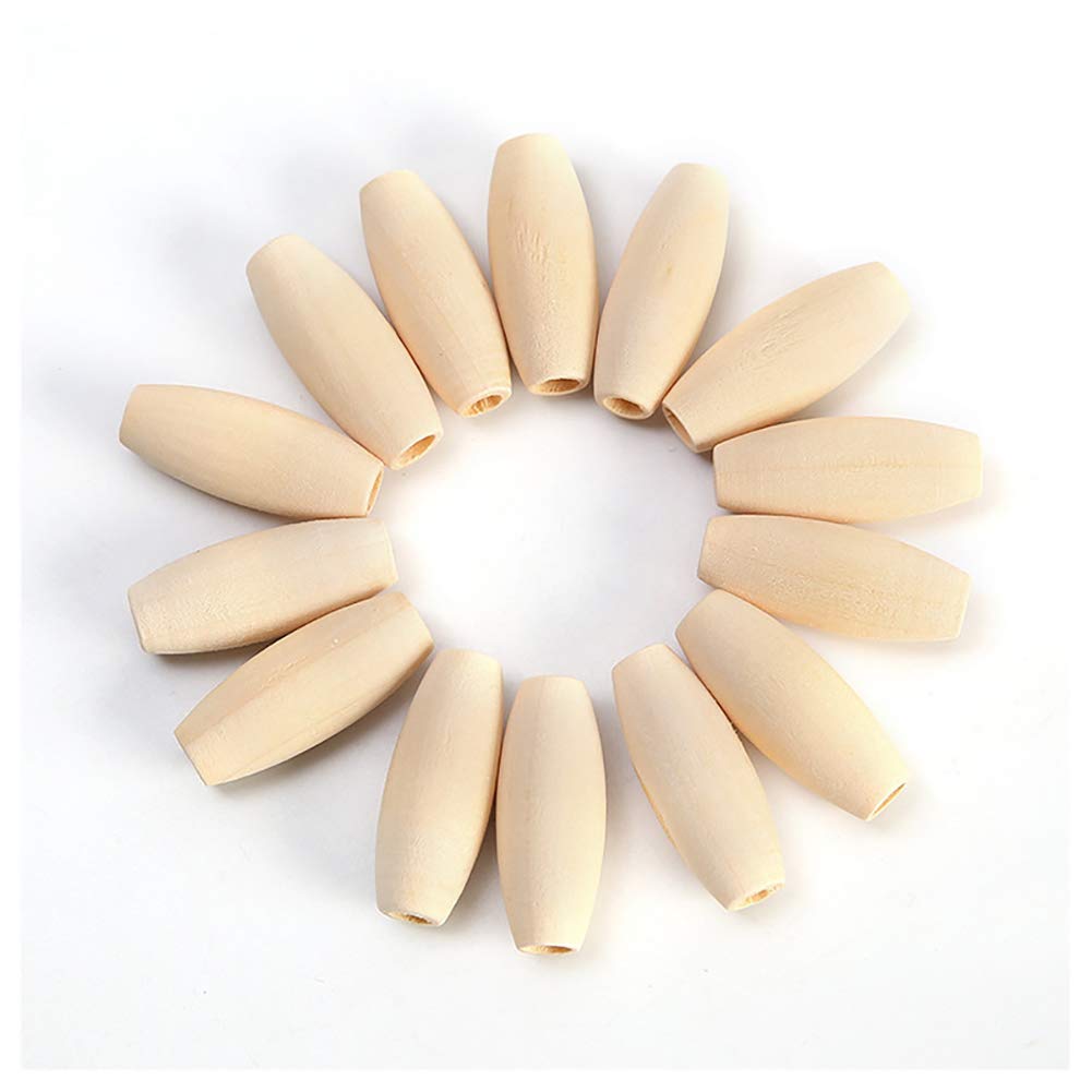 GSHLLO 50 PCS Natural Wooden Oval Tube Barrel Beads - Loose Spacer Beads for DIY Jewelry Making, Bracelets, Necklaces & Craft Projects - Perfect for Handmade Gifts & Boho Style Accessories