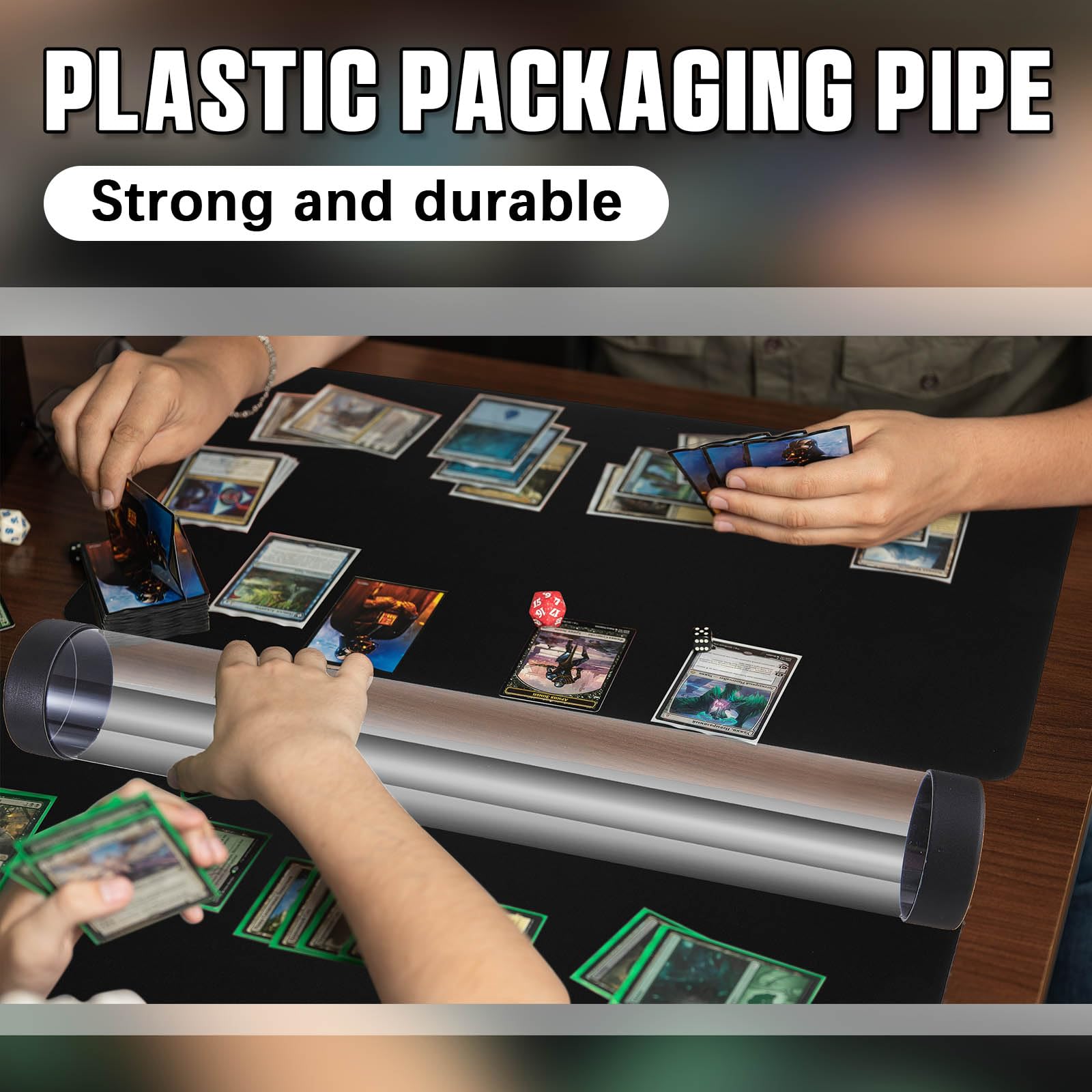 Barydat 4-Pack Clear Prism Playmat Tube for TCG & MTG Card Game Storage - 16.14 Inch Artwork Protection Case, Non-Roll Design | Perfect for Gaming Tournaments, Home Play & Card Collection Organization