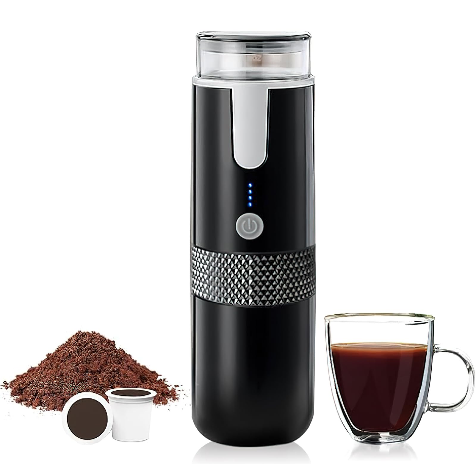 Portable Electric Espresso Coffee Maker - USB Rechargeable, Compatible with Coffee Capsules & Ground Beans (No Heating) | Perfect for Camping, Travel, Office & Home Use