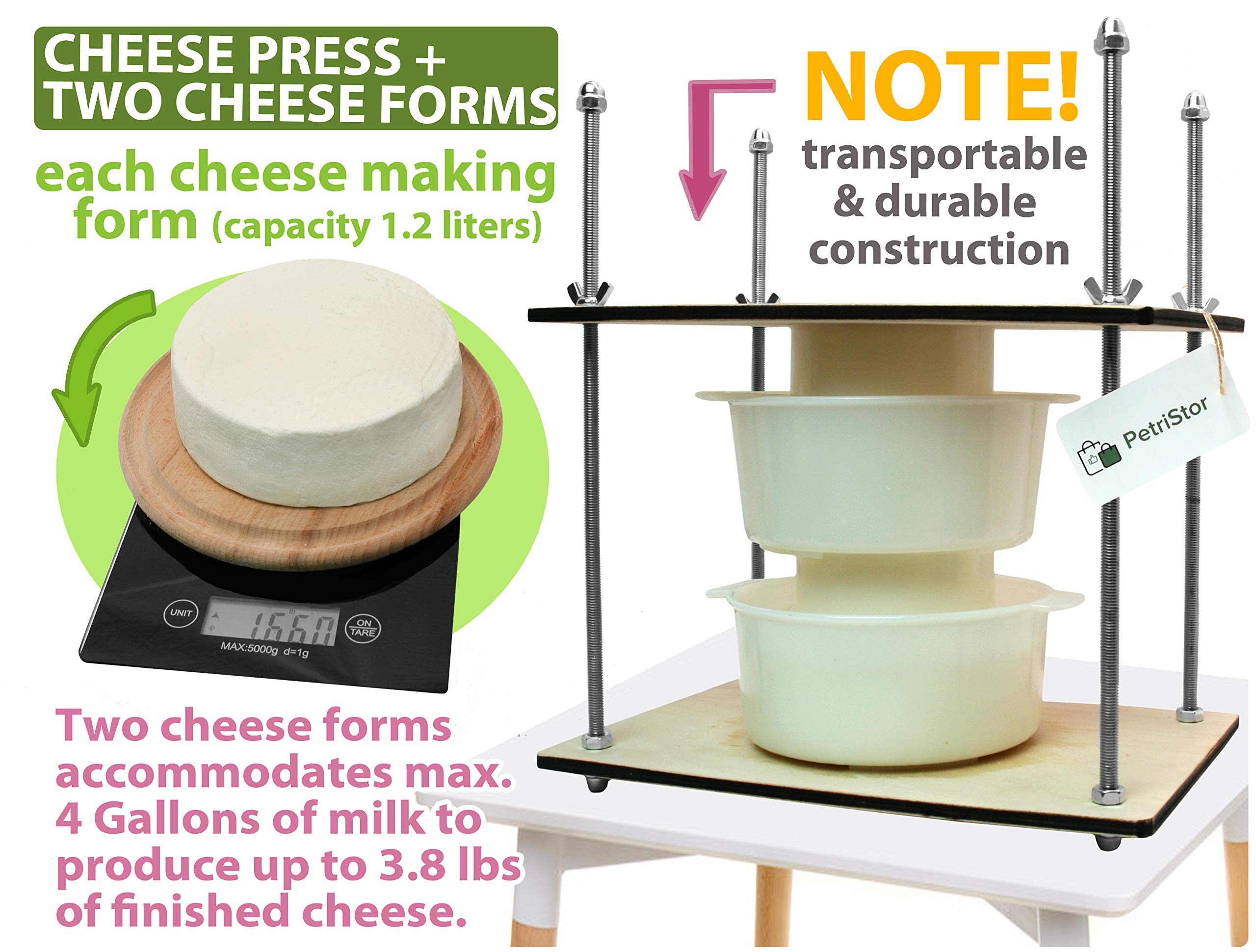 Premium Wooden Cheese Press Kit - 12