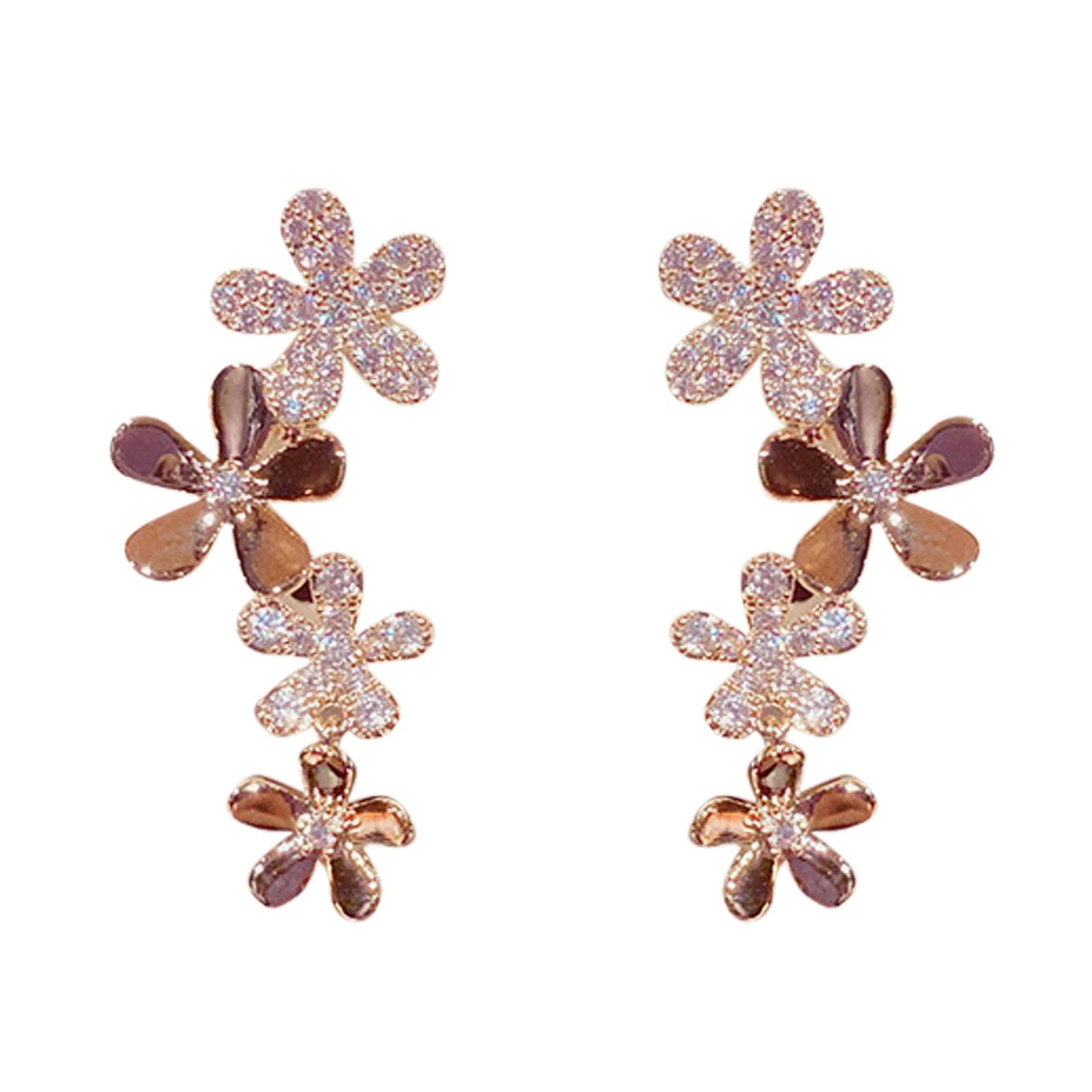 Boho Flower Patchwork Dangle Earrings for Women - Statement Drop Earrings with Floral Design, Trendy Stud Earrings for Girls, Perfect Birthday Gift | Great for Parties, Weddings & Everyday Wear (One Size)