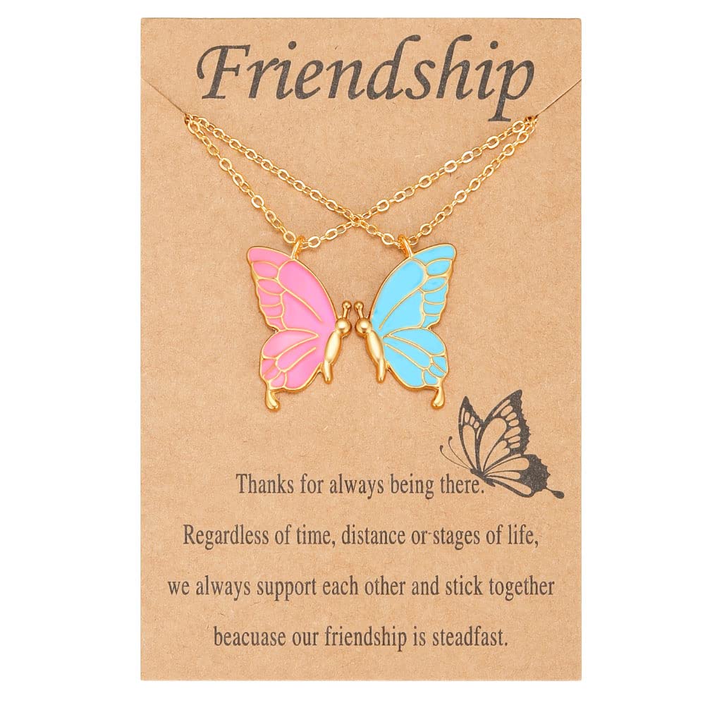 Best Friendship Necklaces for Women - Matching BFF Butterfly Necklace Set for Long Distance Friends, Best Friend Gifts for Girls, Birthday Present for Her - Perfect for Anniversaries, Valentine's Day & Special Occasions