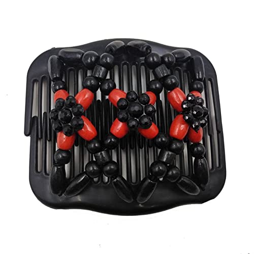 4-Piece Stretch Double Hair Comb Set - Retro Magic Hair Clips & Combs for Women & Girls - Stretchy Hair Accessories for Ponytails, Braids & Updos - Perfect for Daily Styling & Special Occasions