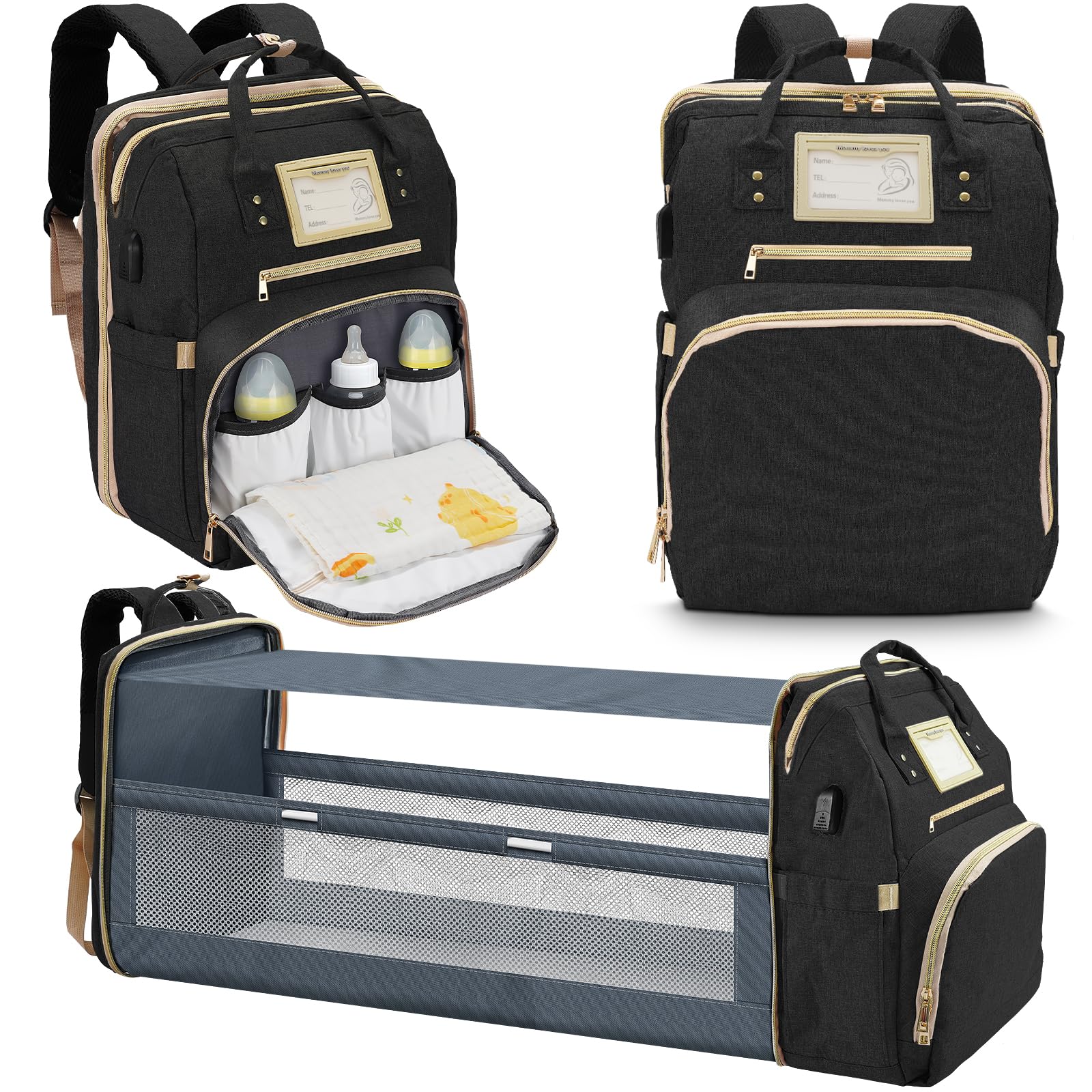 Lenski Diaper Backpack for Moms - Large Baby Bag with Changing Station & USB Charging Port - Perfect Baby Shower Gift, Registry Essential & New Mom Present - Ideal for Travel, Daycare & Everyday Use with Baby