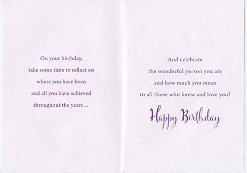 90th Birthday Card with Purple Foil Frame & Daisy Design - Elegant Floral Greeting Card for 90 Year Old Women - Perfect for Milestone Celebrations & Gift Giving