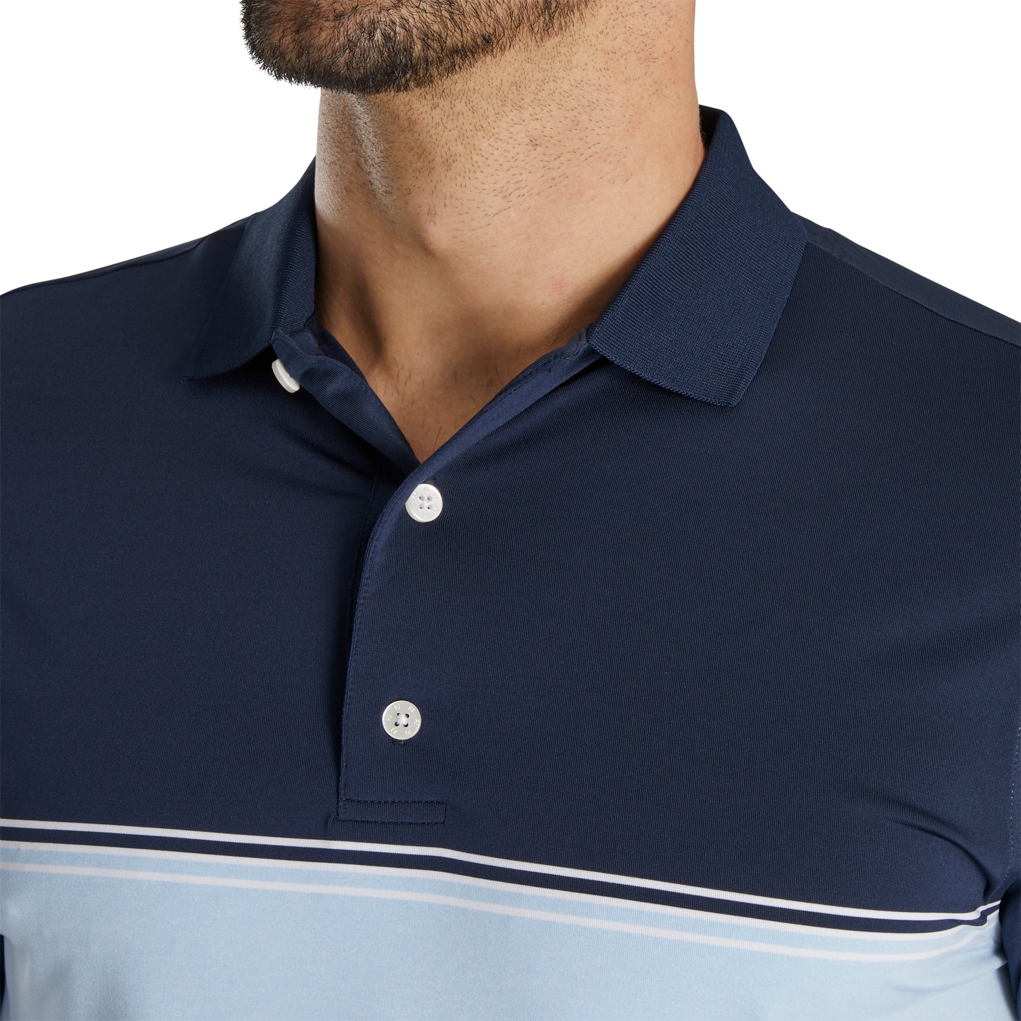 FootJoy Men's Color Block Lisle Navy Golf Polo Shirt - Moisture-Wicking & UV Protection for Comfortable Golfing & Outdoor Activities