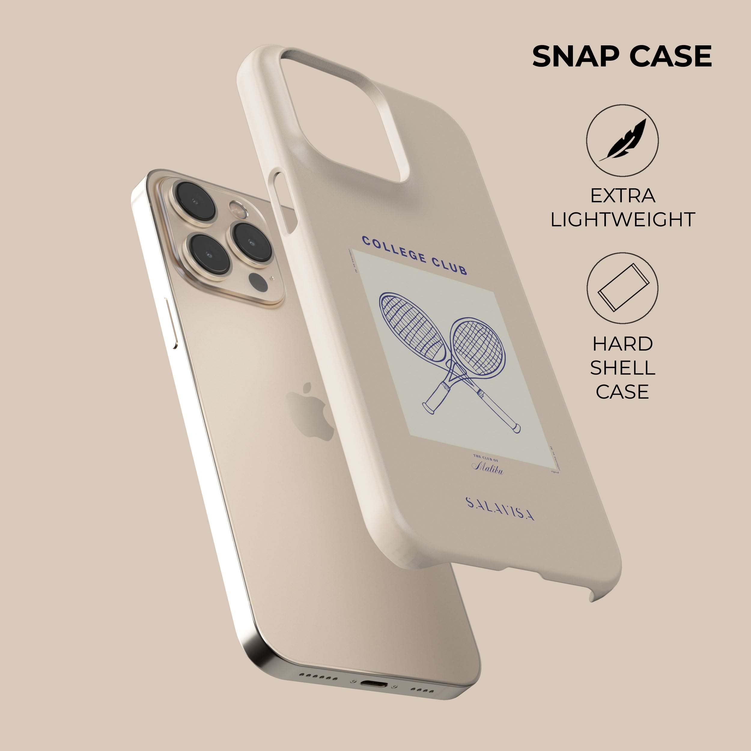 Beige Malibu Club Phone Case - Trendy Protective Cover for iPhone & Samsung - Perfect for Beach, Travel & Everyday Use