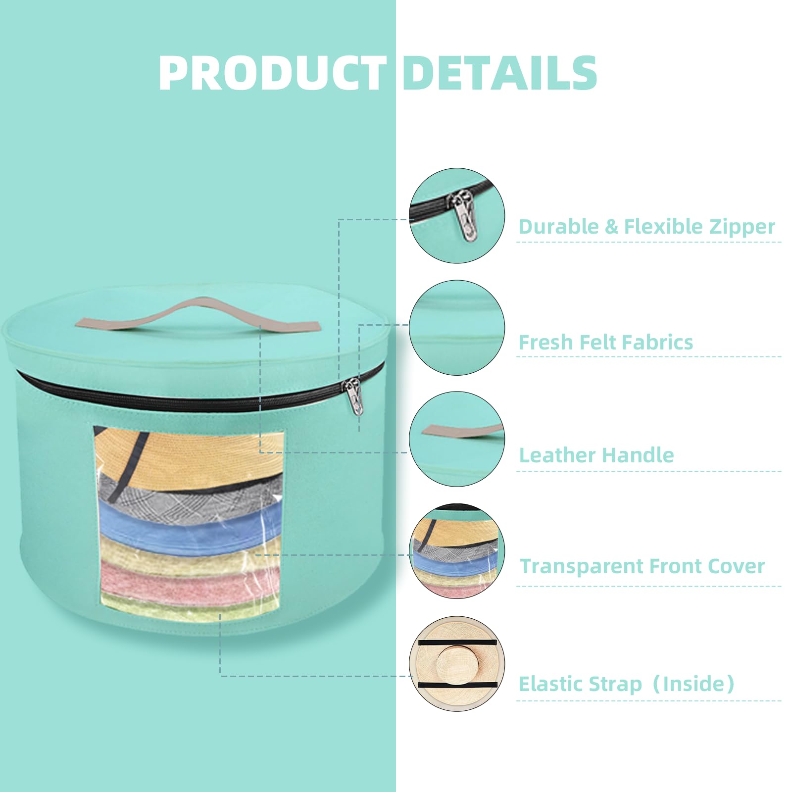 Stylish Stackable Round Brim Hat Storage Box for Women - Travel-Friendly Closet Organizer for Cowboy Hats, Stetson Hats & Accessories - Perfect for Home, Office & Travel Organization