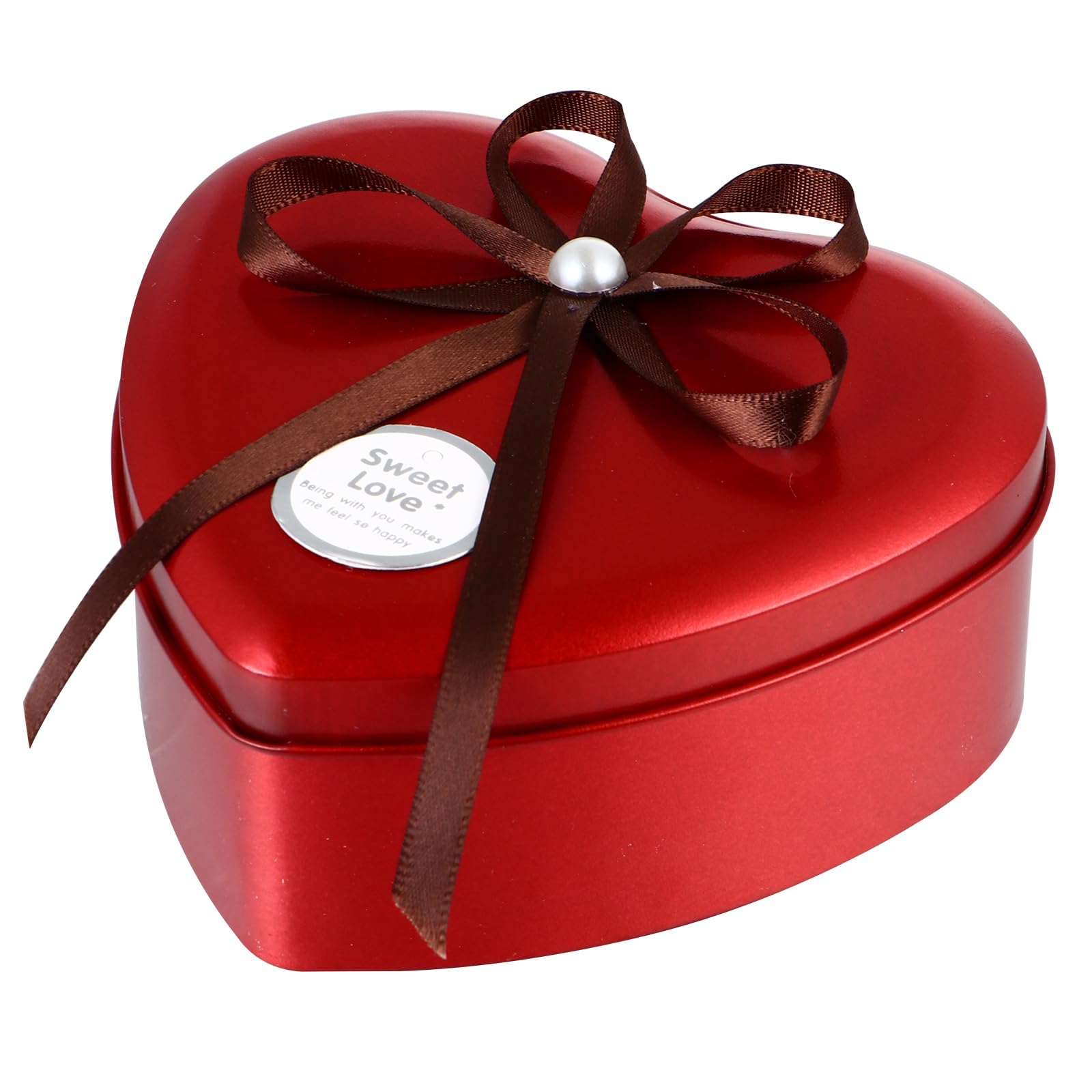 Heart-Shaped Tin Cookie Box with Lid - Small Metal Candy Storage Container for Gifts, Cookies & Treats - Perfect for Valentine's Day, Wedding Favors & Party Decor