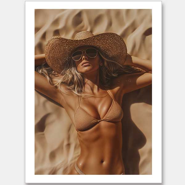 Beach Babe Unframed Art Print - Coastal Wall Decor for Bedroom, Bathroom & Beach House - Tropical Aesthetic Artwork for Home & Office