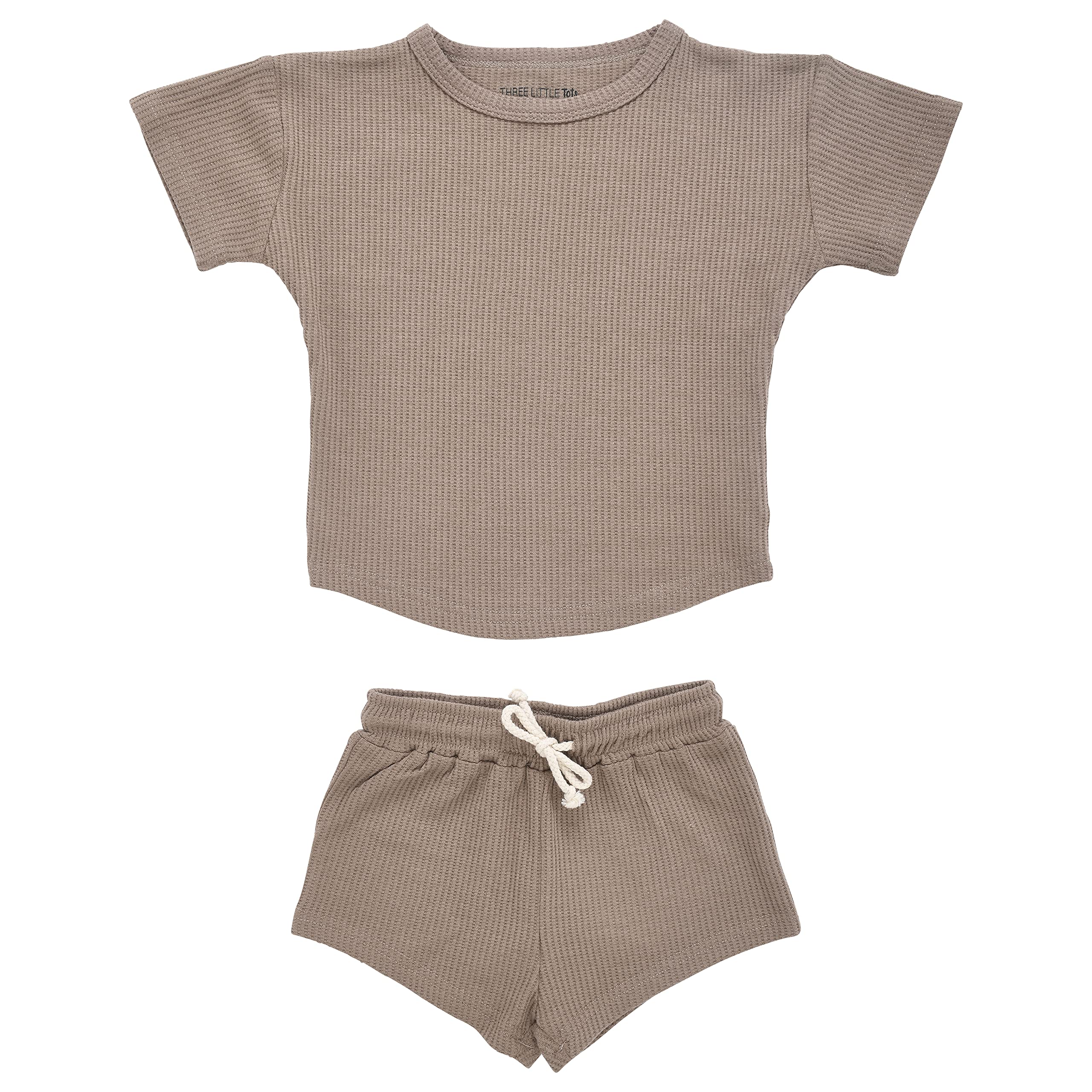 Three Little Tots Baby Boys & Girls Summer Waffle Toddler Outfit - Organic Cotton 2-Piece Top & Bottom Set | Cute Playwear for Beach, Park & Family Photos