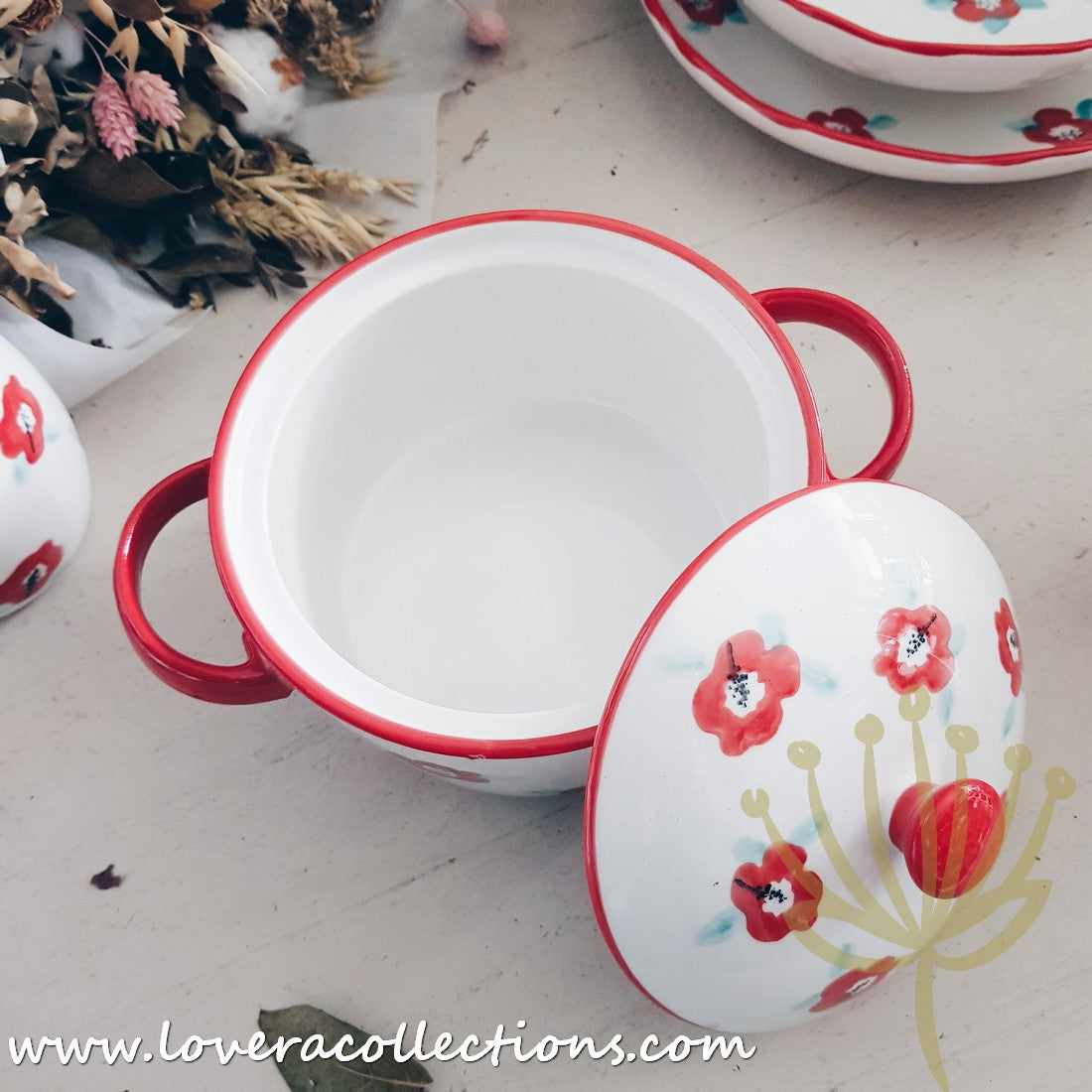 Handmade Red Floral Ceramic Teapot - 70% Off Clearance Sale | Perfect for Afternoon Tea, Gifts & Home Decor