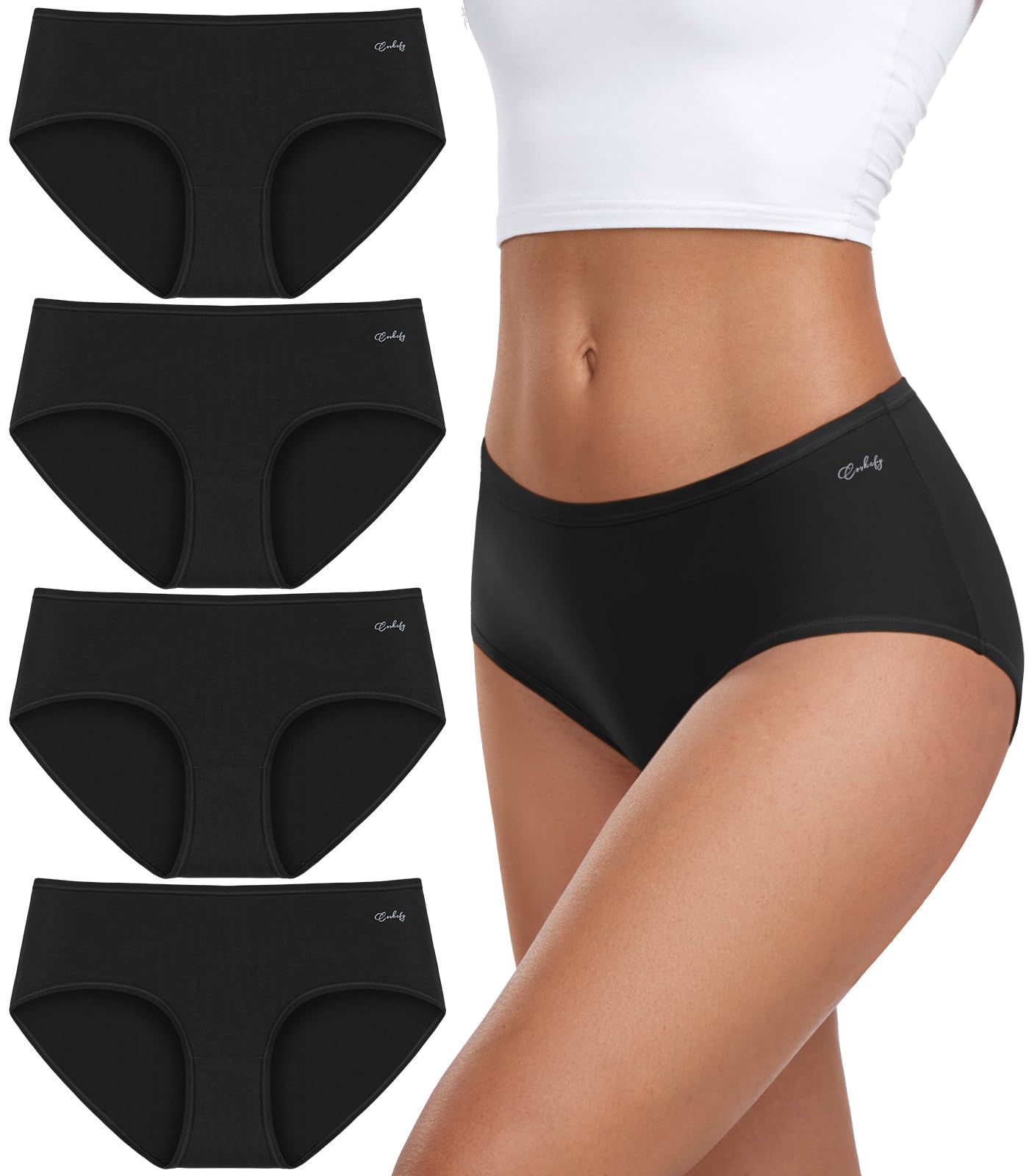 Women's Cotton Low Rise Briefs - Full Coverage Hipster Panties - Breathable Ladies Bikini Underwear 4 Pack - Comfortable for Daily Wear, Yoga & Sleep