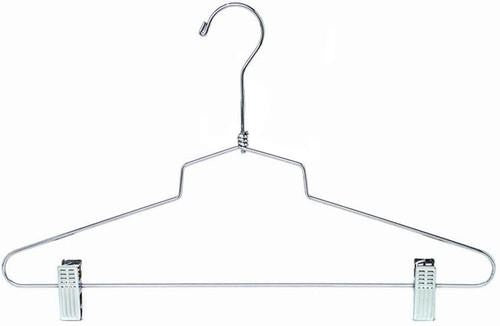 16-Pack Metal Combination Hanger with Clips - Heavy Duty Clothes Hanger for Pants, Skirts, Scarves - Space Saving Closet Organizer for Home & Travel Use