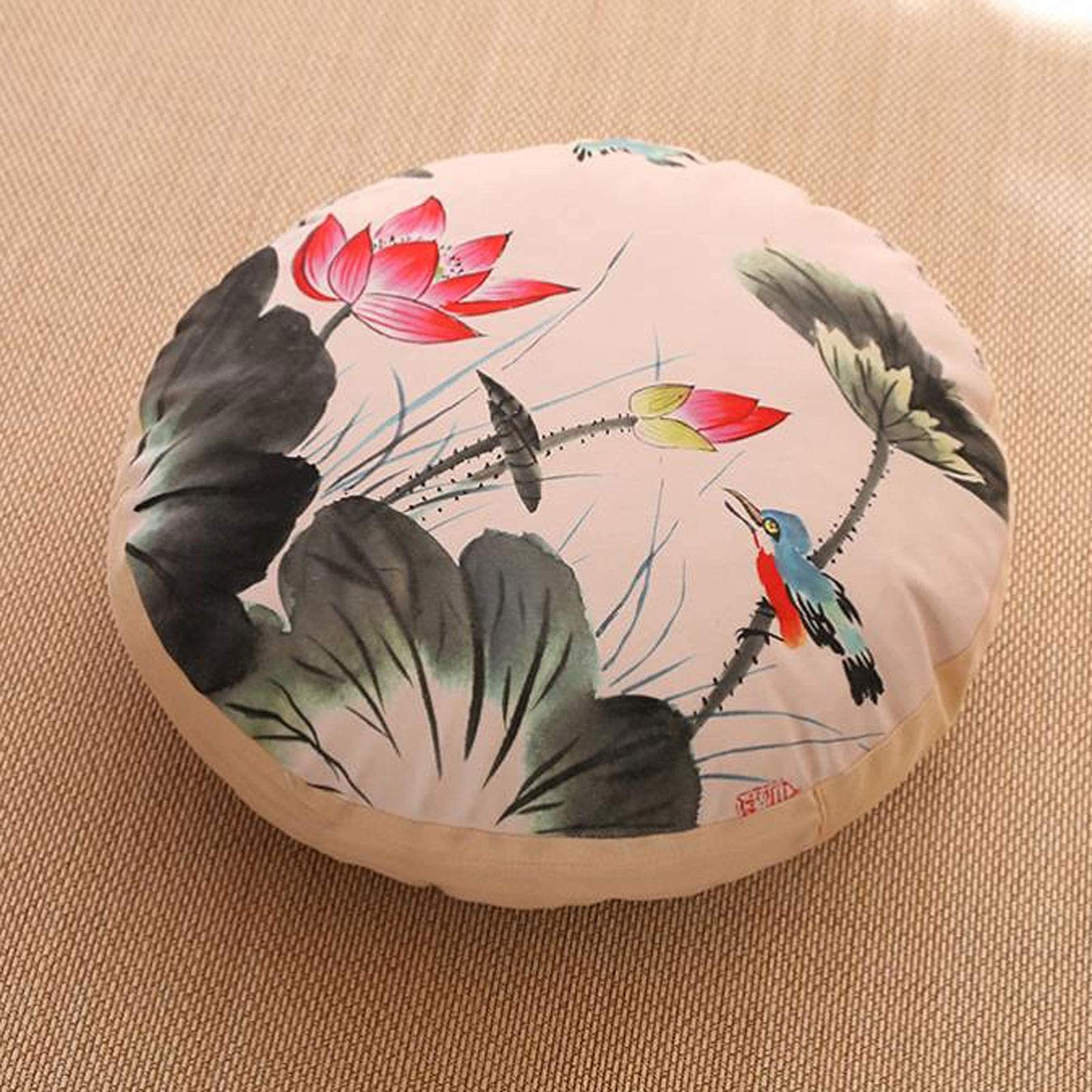Japanese Style Round Linen Seat Cushion - Breathable Yoga Mat & Chair Pad (40x15cm, Beige) - Perfect for Meditation, Office Chairs, Floor Sitting - Ideal for Home, Office, Yoga Studio & Meditation Space